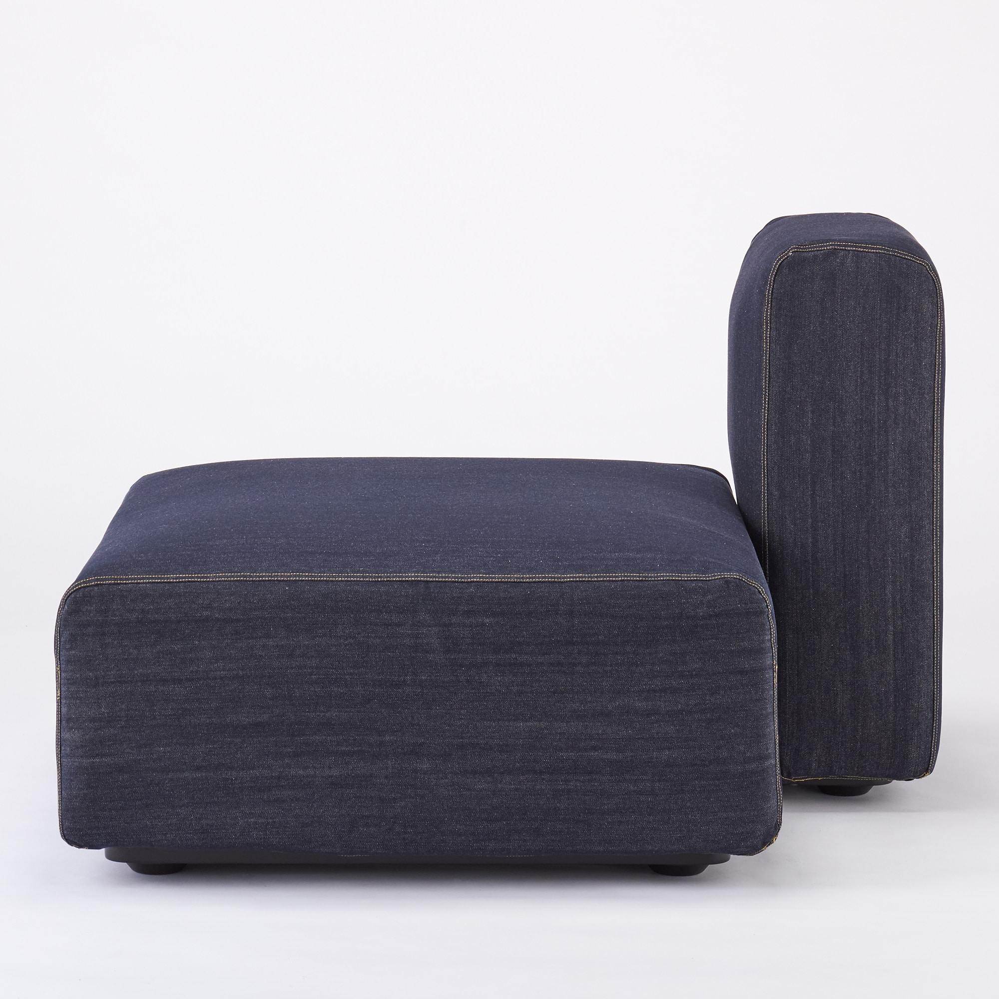 【カバー】綿デニムユニットソファ・ハーフバックレスト・大用カバー／ネイビー