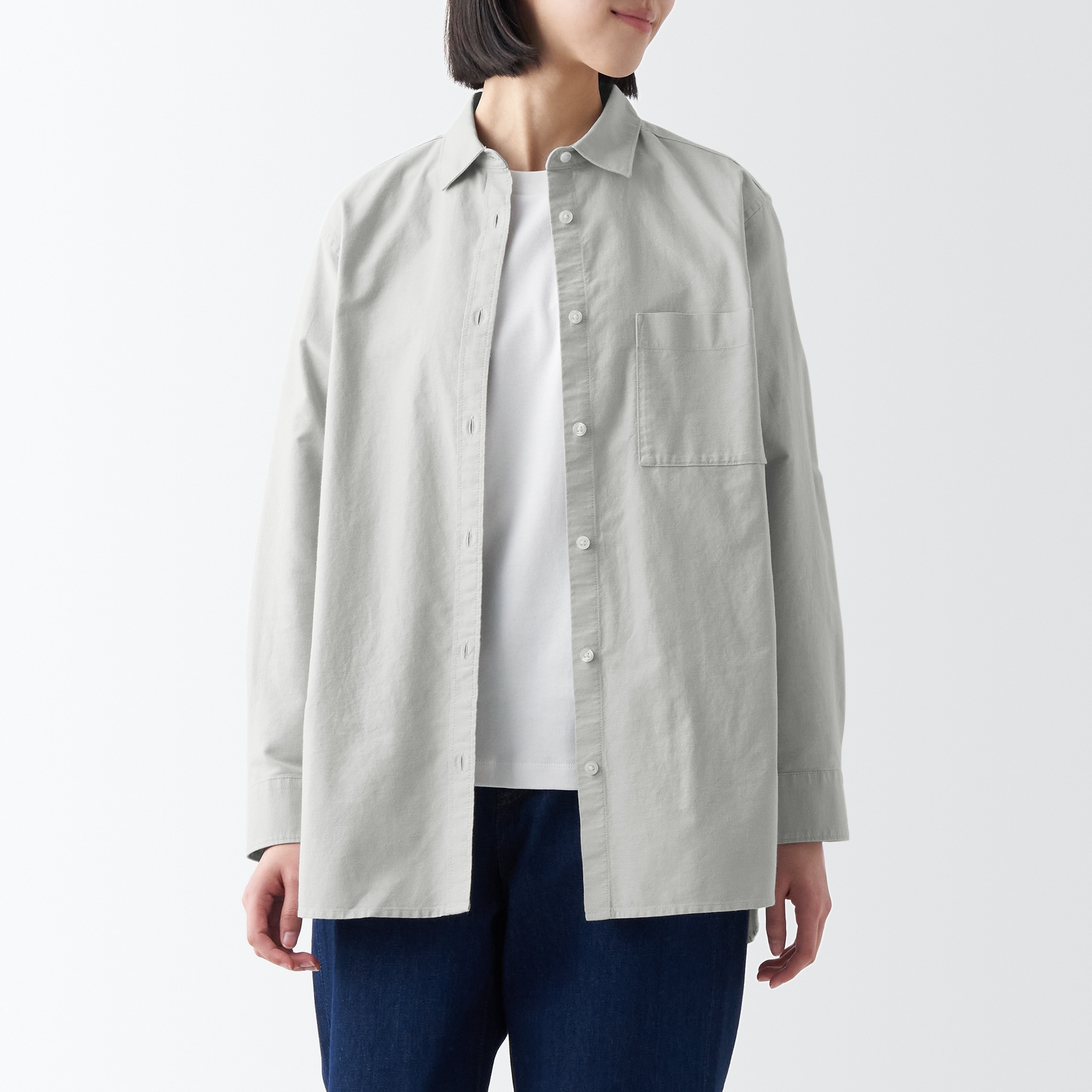 木の実から作ったカポック混オックス長袖シャツ【婦人】