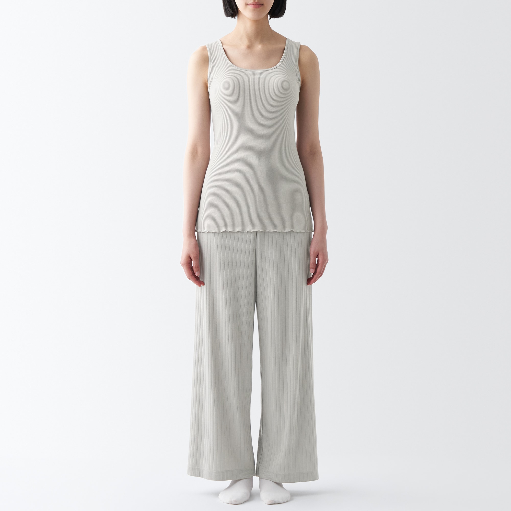 ワイドリブ　ロングパンツ