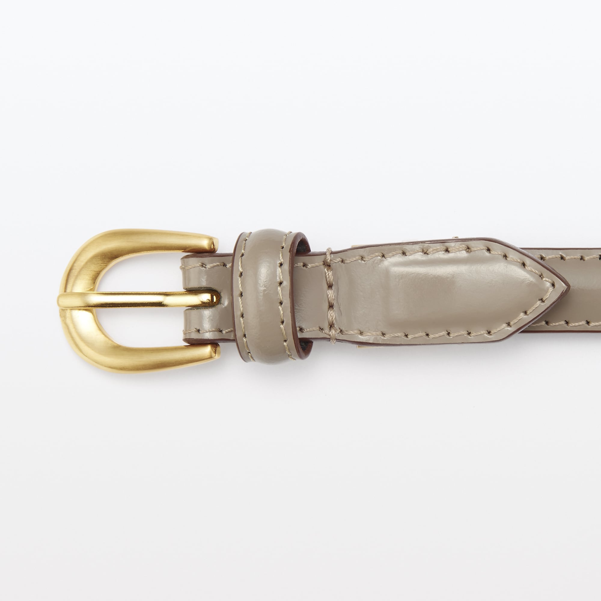 エナメルレザー長さを調節できる細幅ベルト