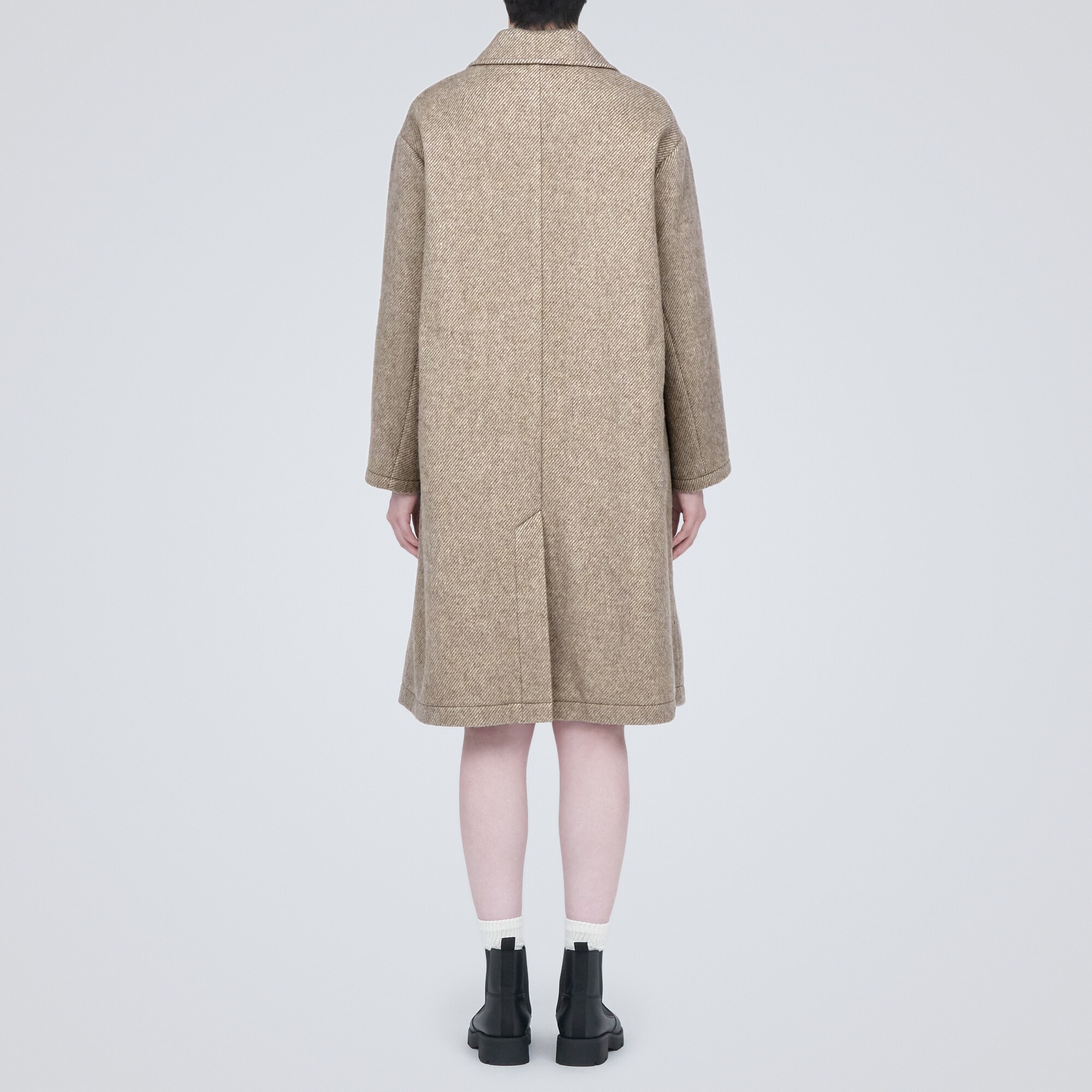 再生ウール混チェスターコート（ライトベージュ）