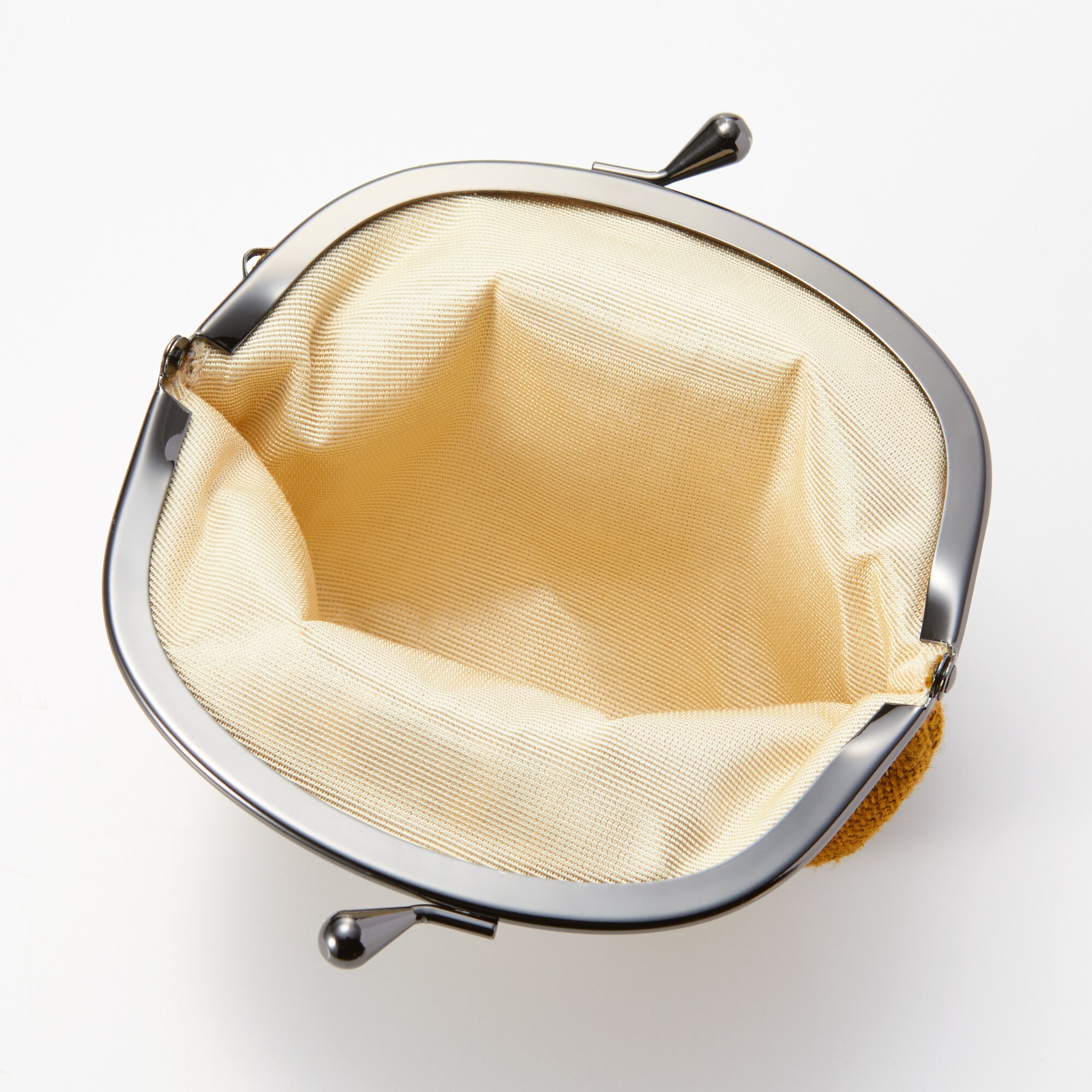 こぎん刺し　丸がま口　黄色