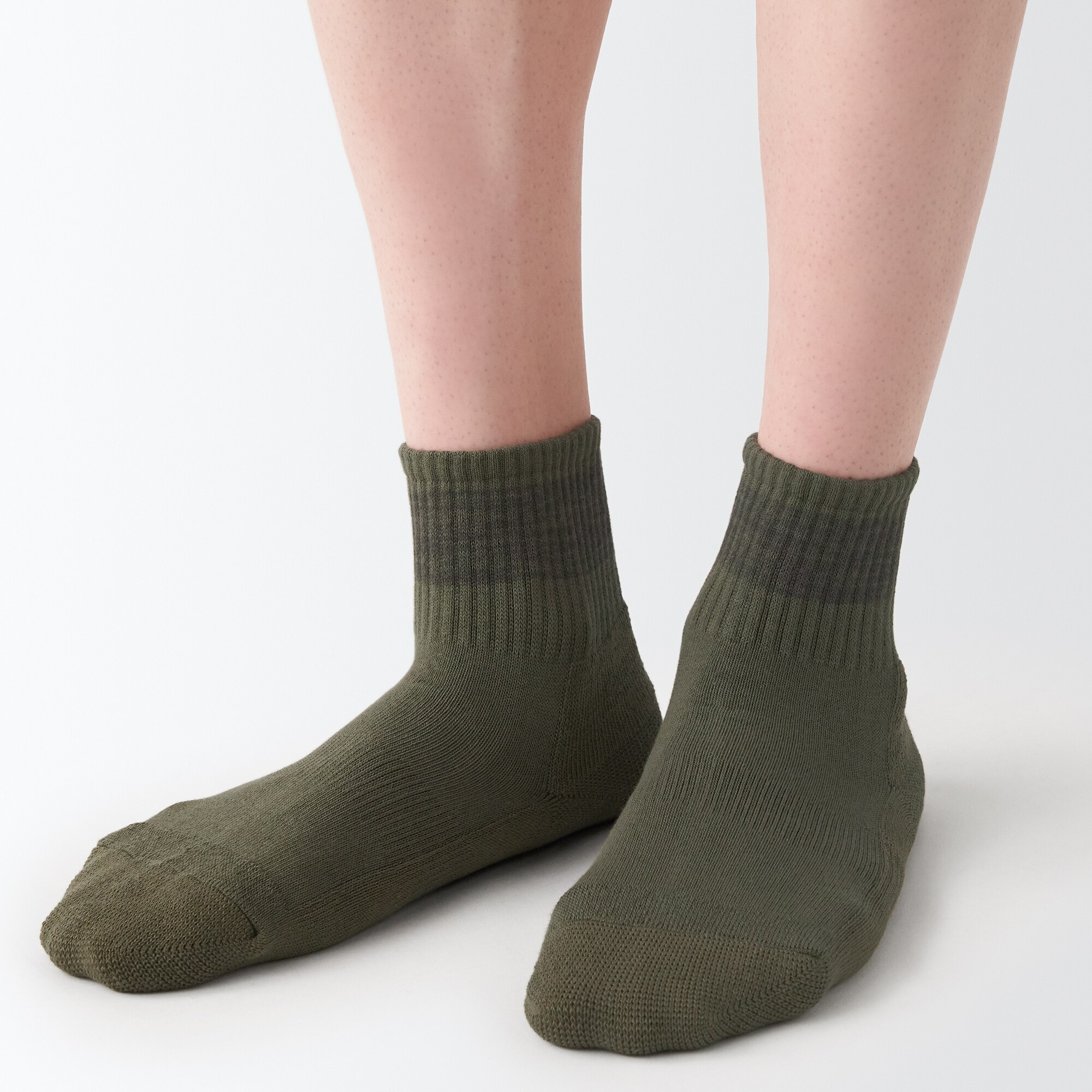 足なり直角　パイル編み　厚手ショート丈靴下（配色／紳士）