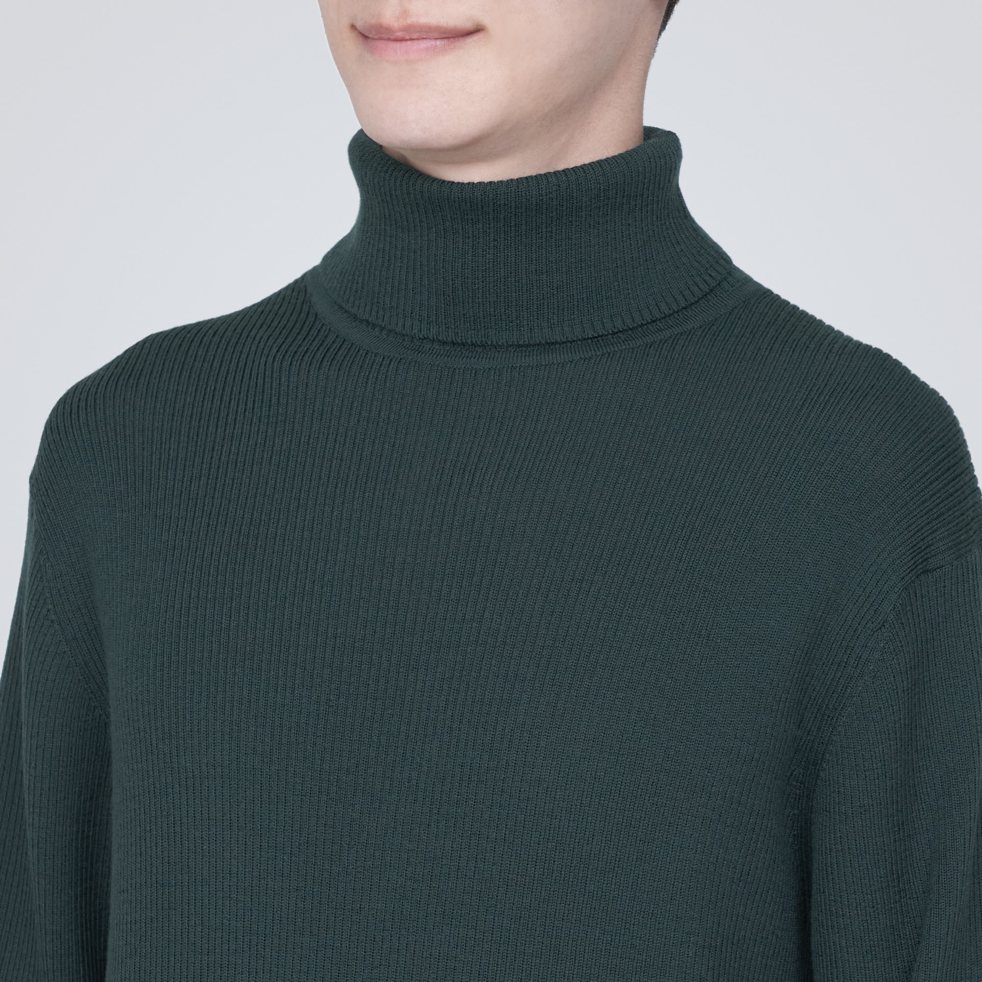 洗えるウールリブタートルネックセーター