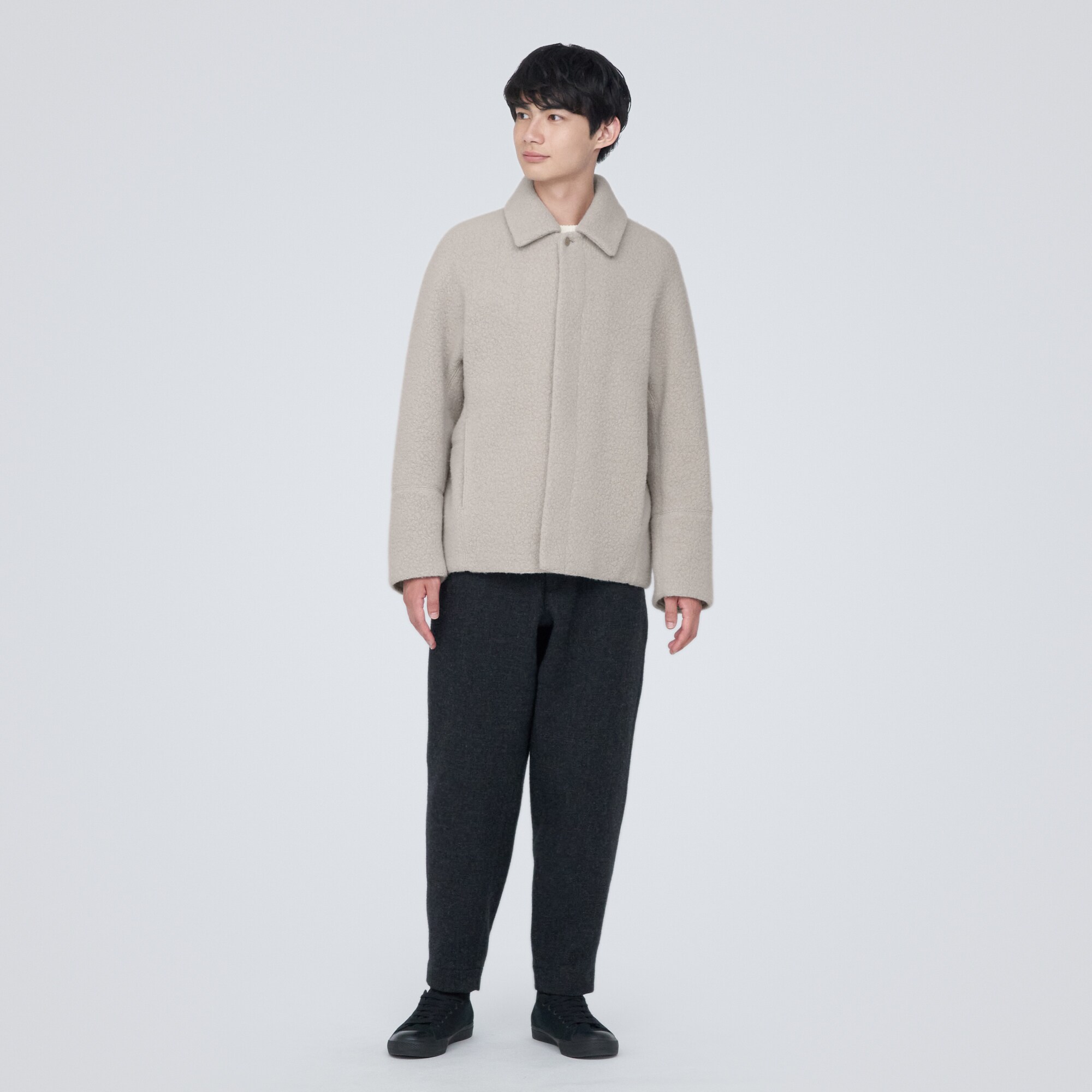 再生ウール混ボアコート（紳士）