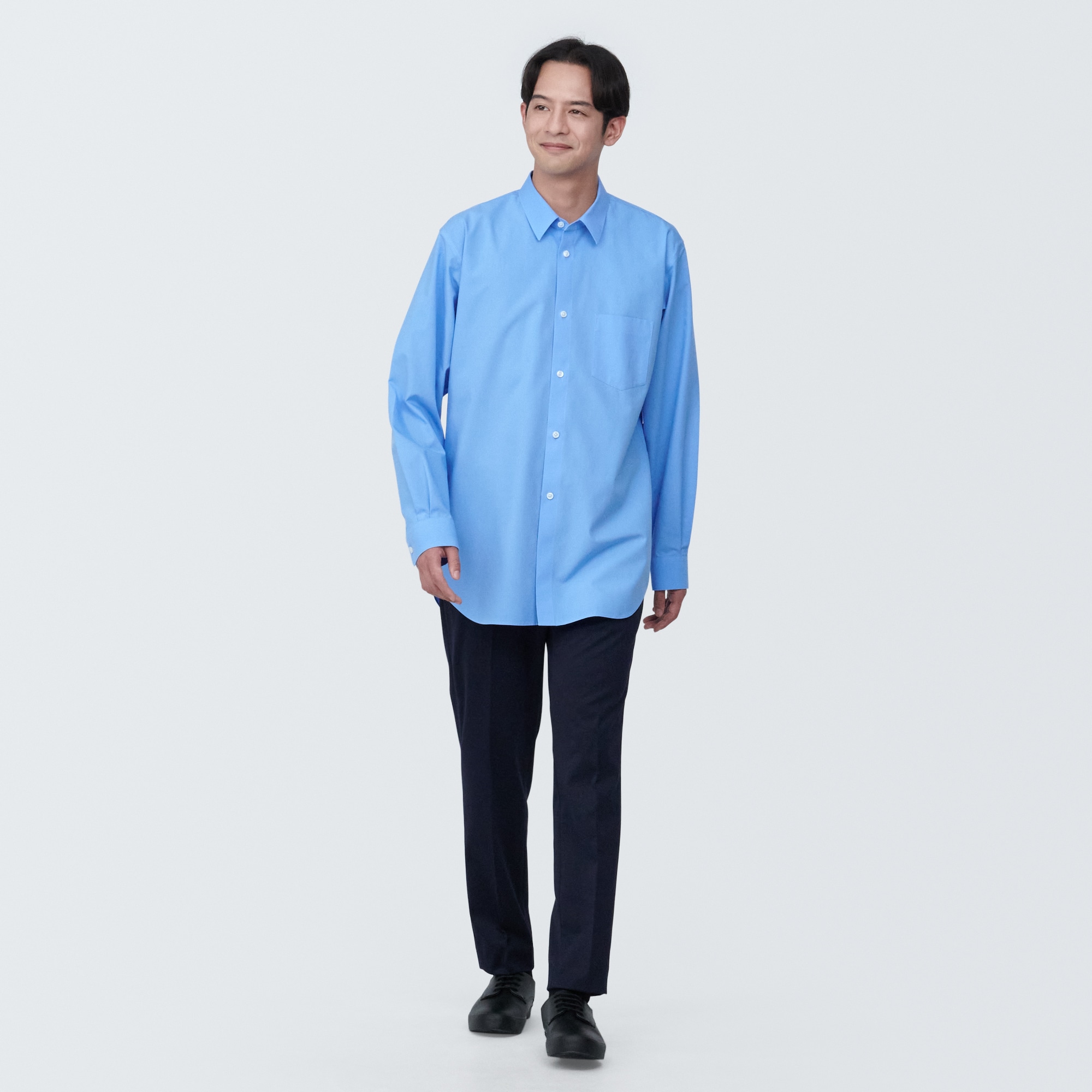 紳士　ノンアイロンリラックスフィット長袖シャツ