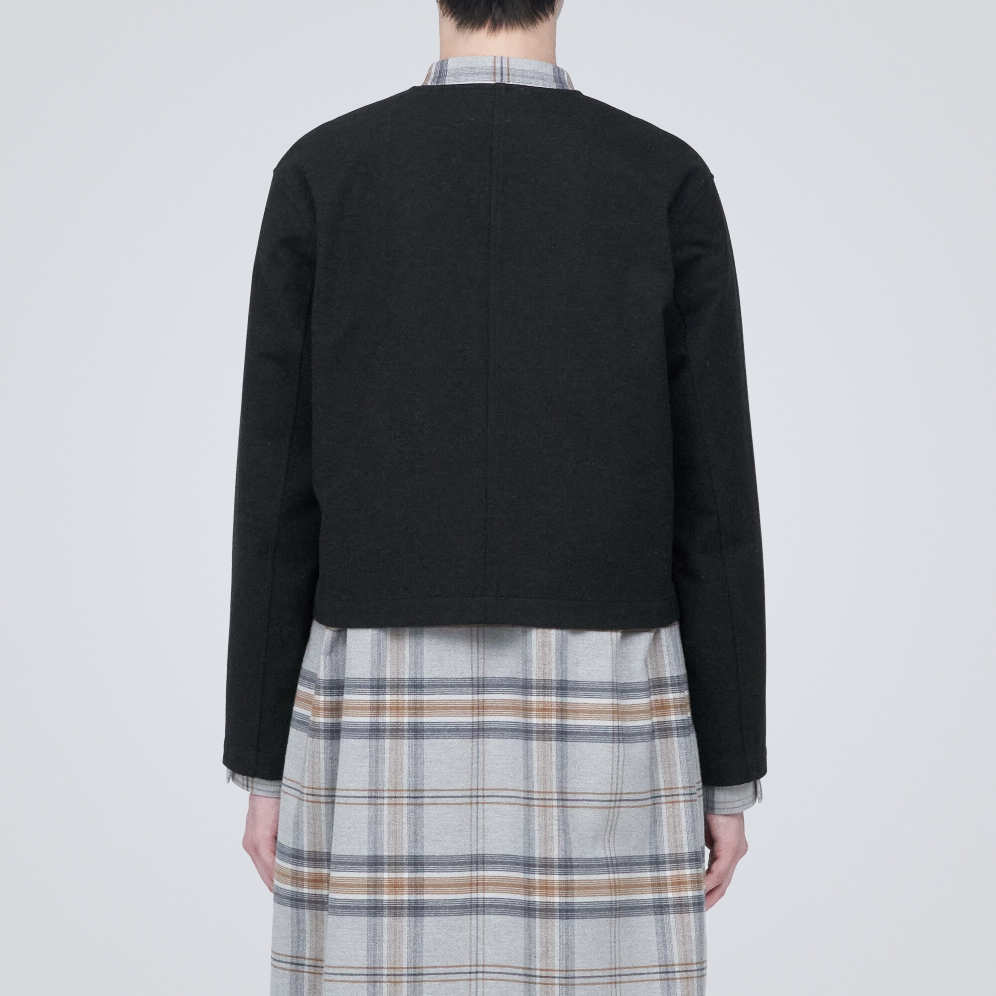 ストレッチ起毛ノーカラージャケット