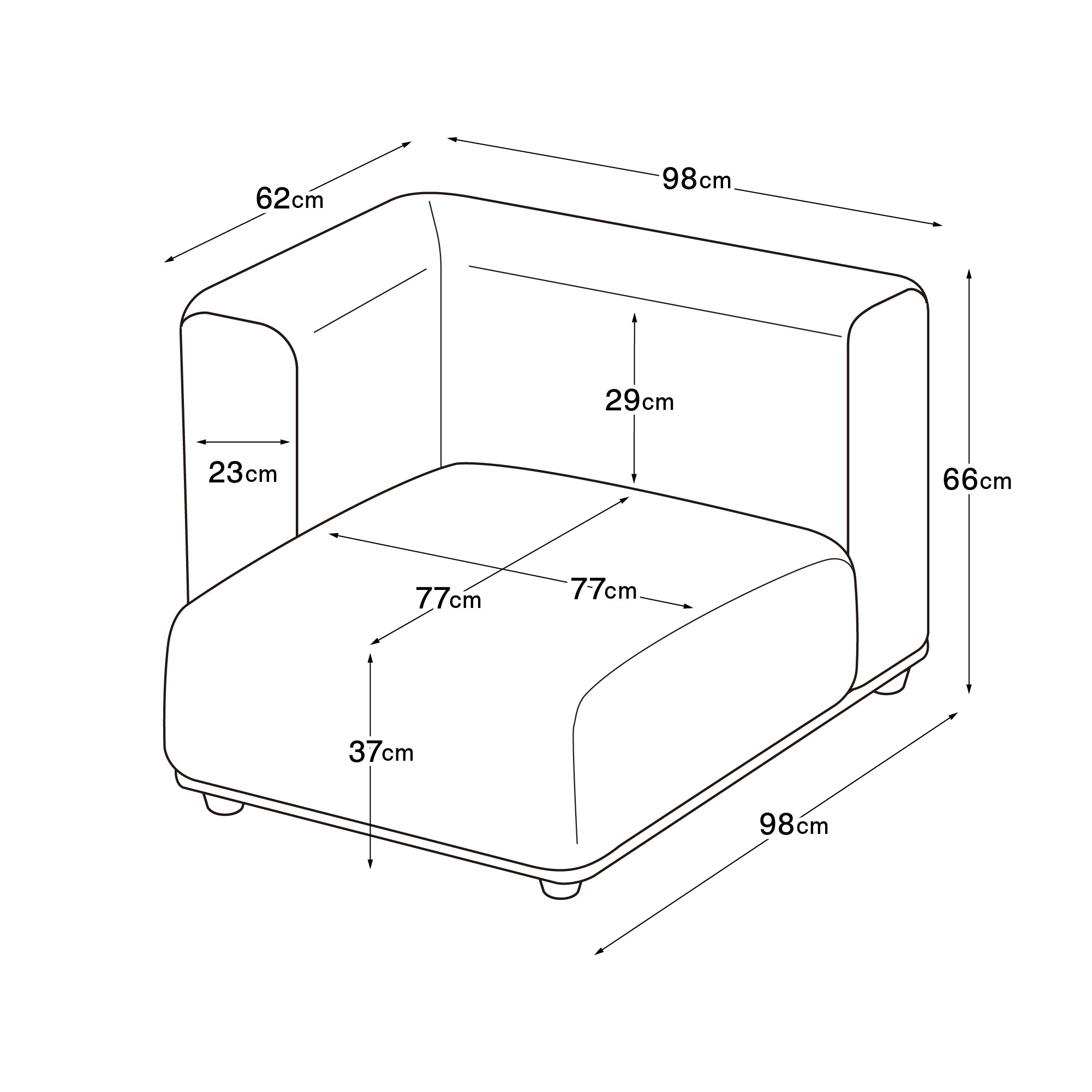 ユニットソファ本体ハーフアーム付　大（カバー別売り）