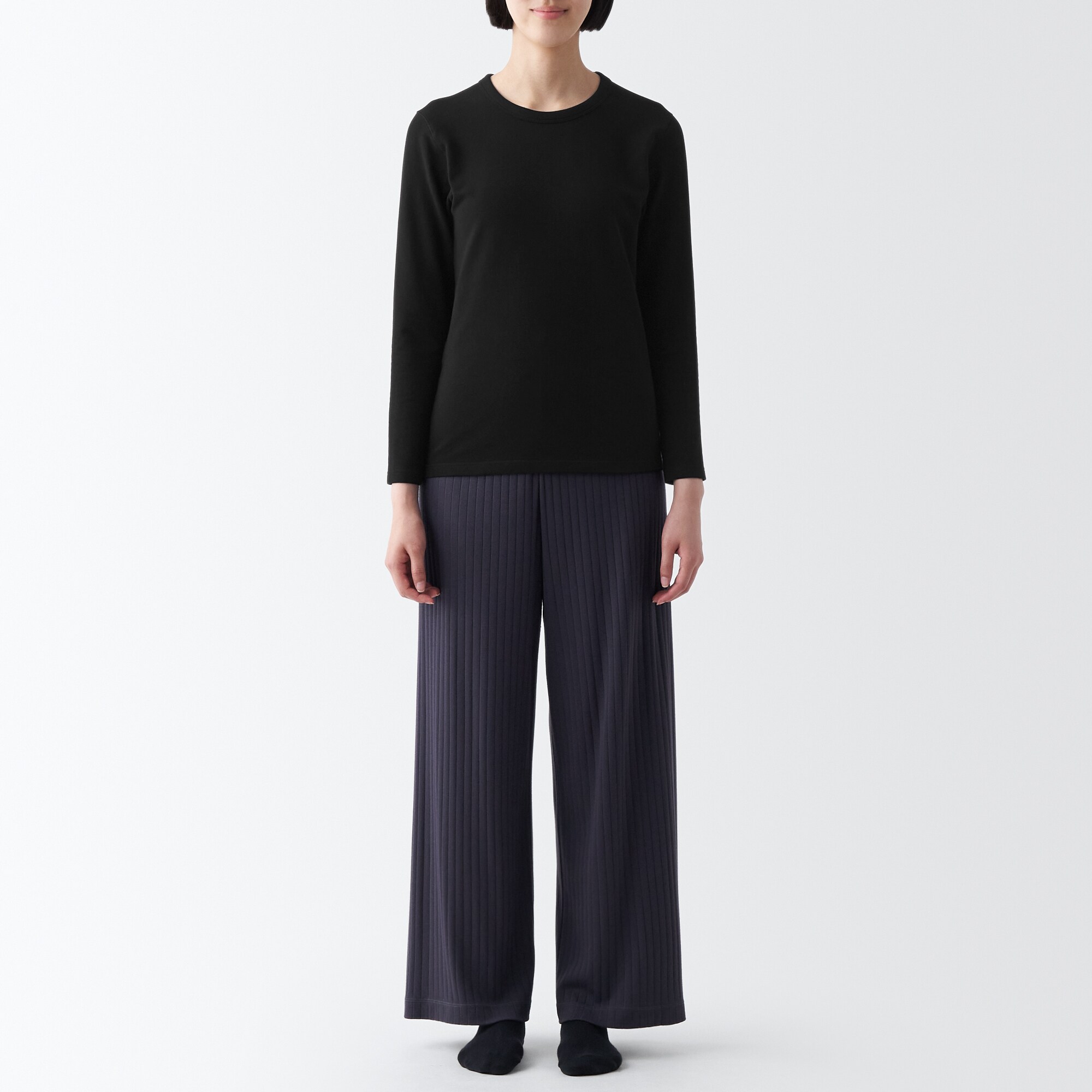 あったか綿　厚手　クルーネック長袖Ｔシャツ