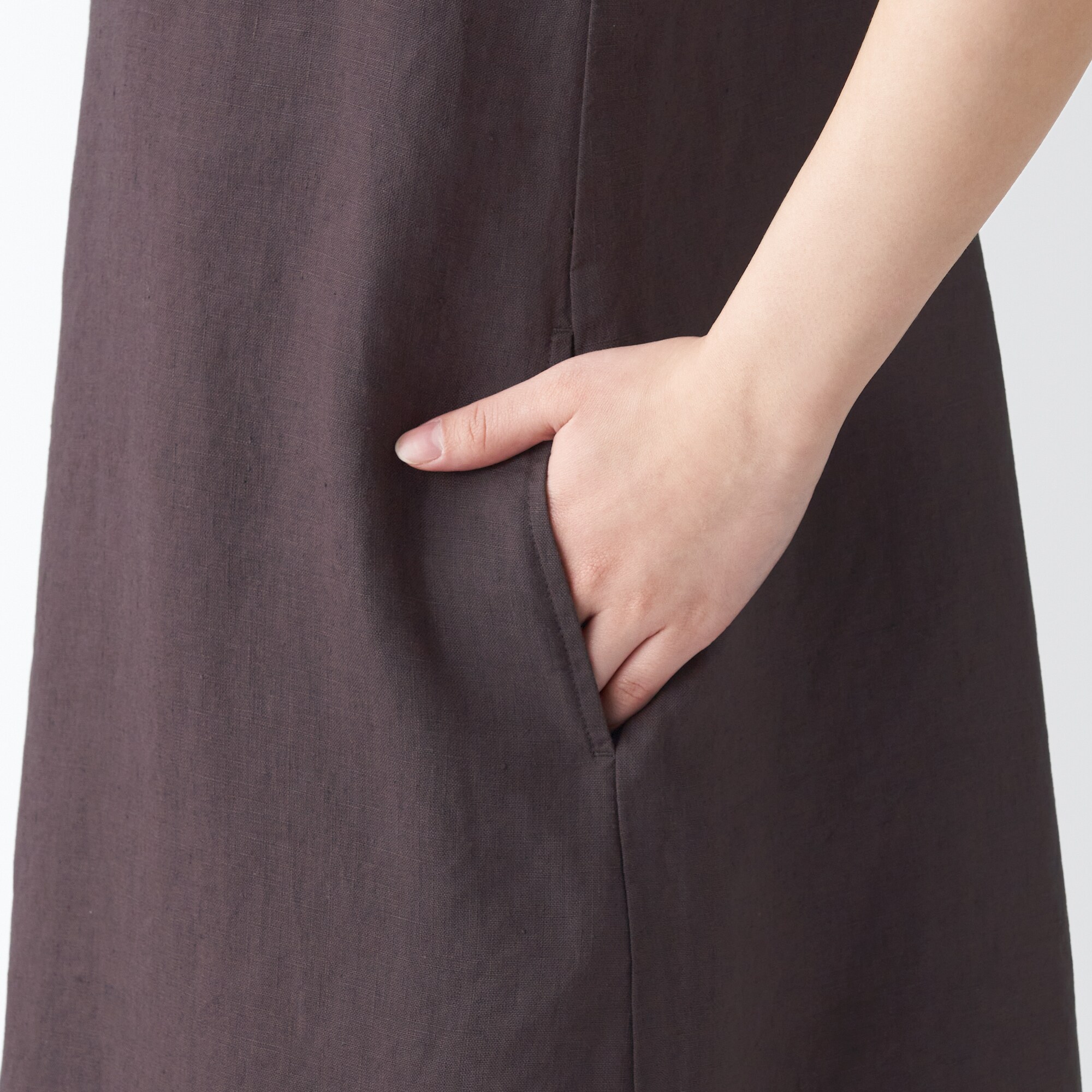 ヘンプ洗いざらしフレンチスリーブワンピース