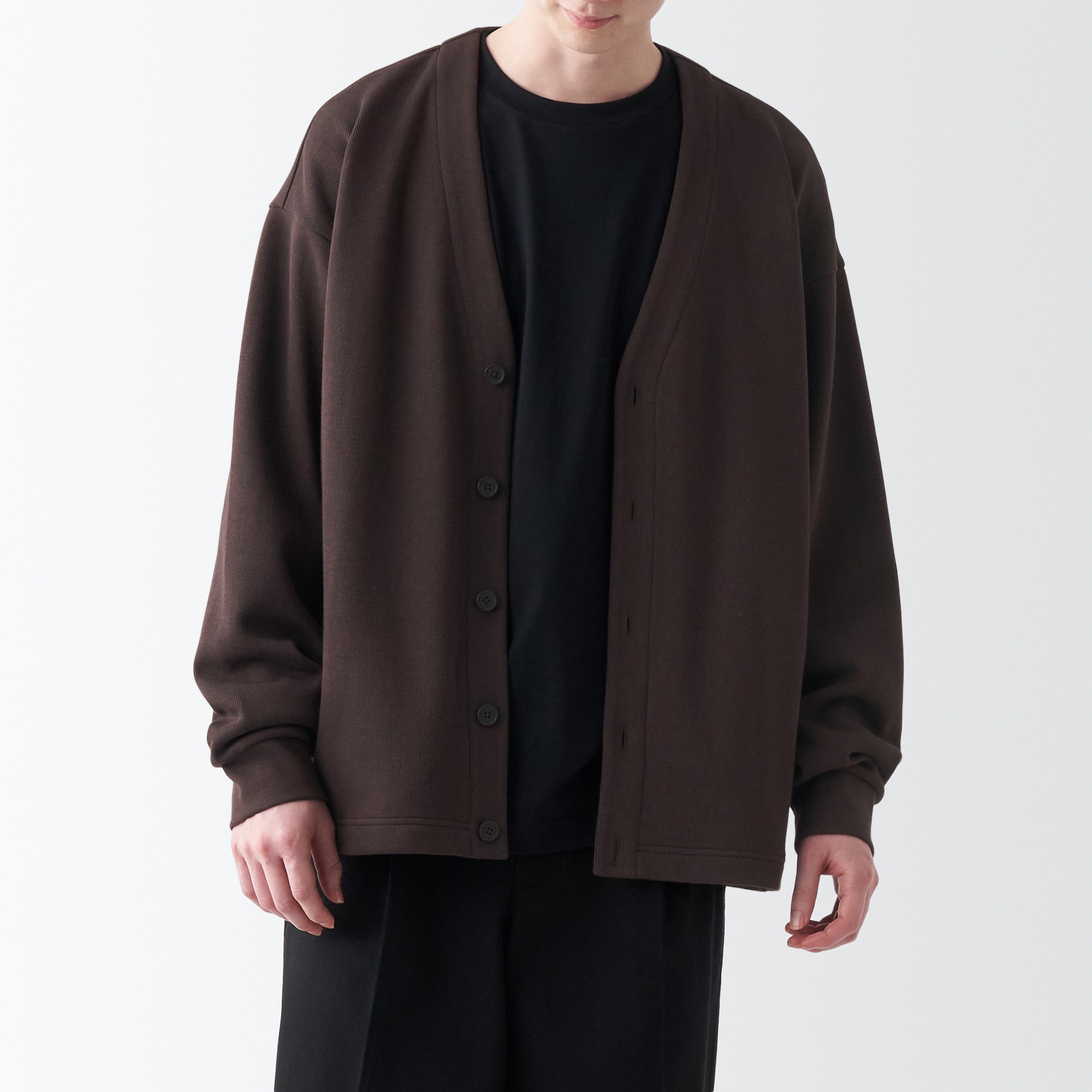 二重編みスウェットカーディガン