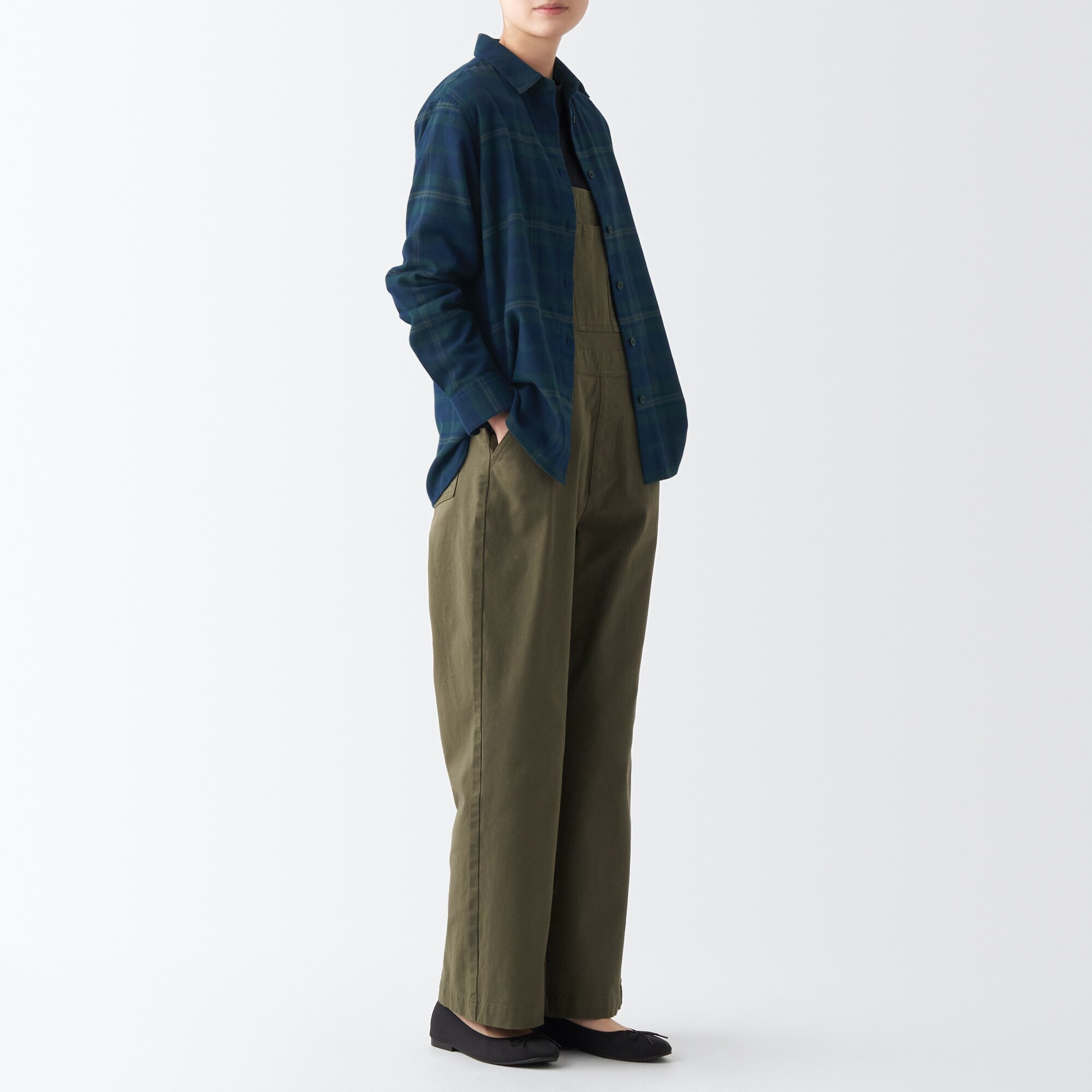 両面起毛フランネルレギュラーカラー長袖シャツ（婦人）