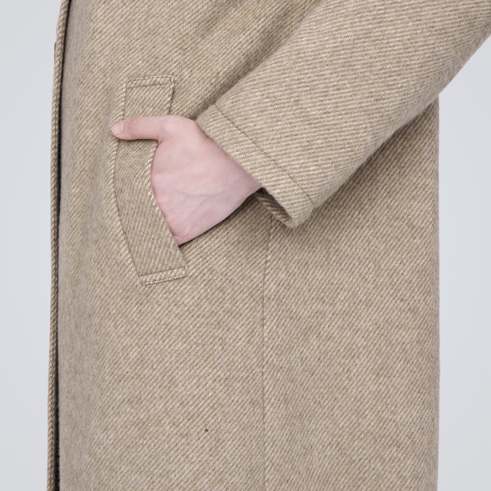 再生ウール混チェスターコート（ライトベージュ）