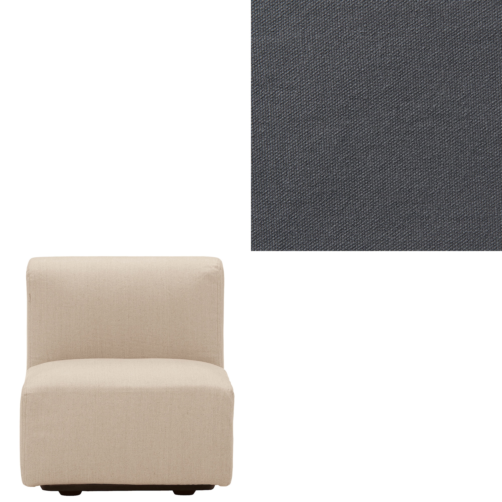 【カバー】洗いざらしの綿帆布ユニットソファアームレス・小用カバー／生成