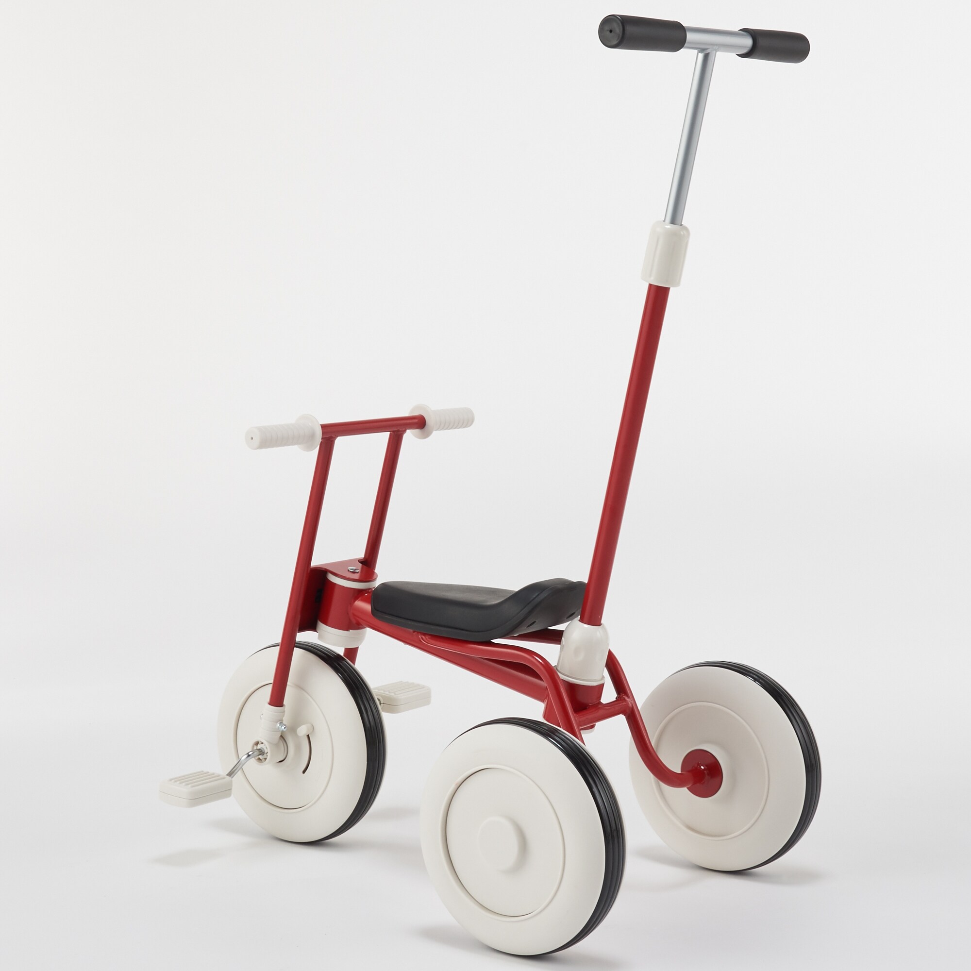 三輪車・舵取り棒付き　レッド