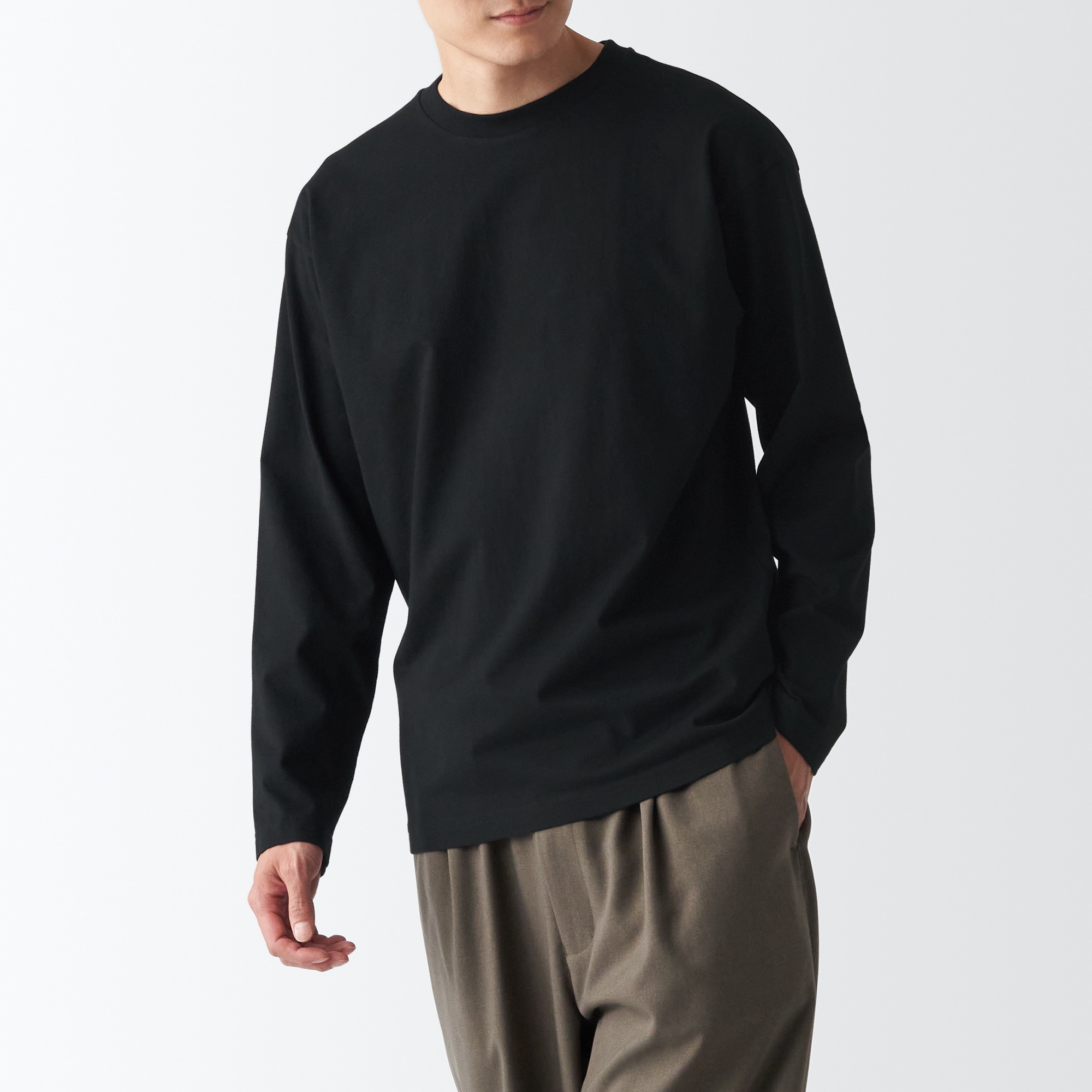 起毛クルーネック長袖Ｔシャツ