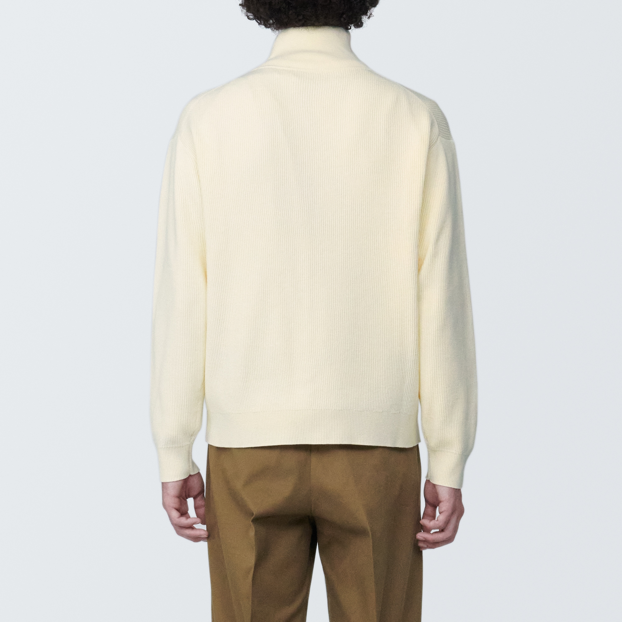 紳士　洗える畦編みフルジップカーディガン