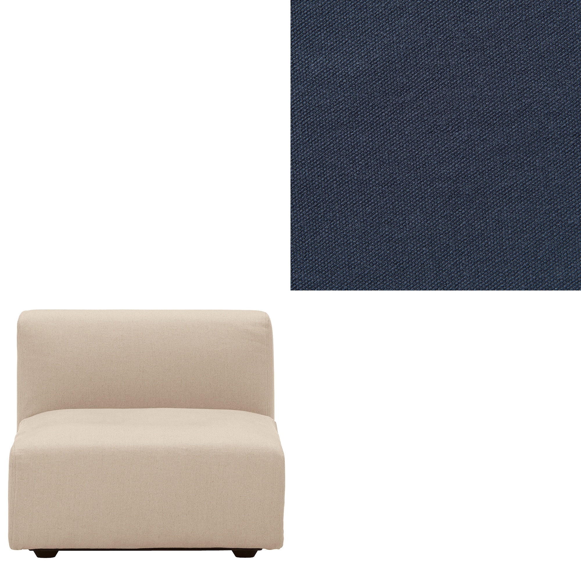 【カバー】洗いざらしの綿帆布ユニットソファアームレス・大・幅７７ｃｍ用カバー／生成