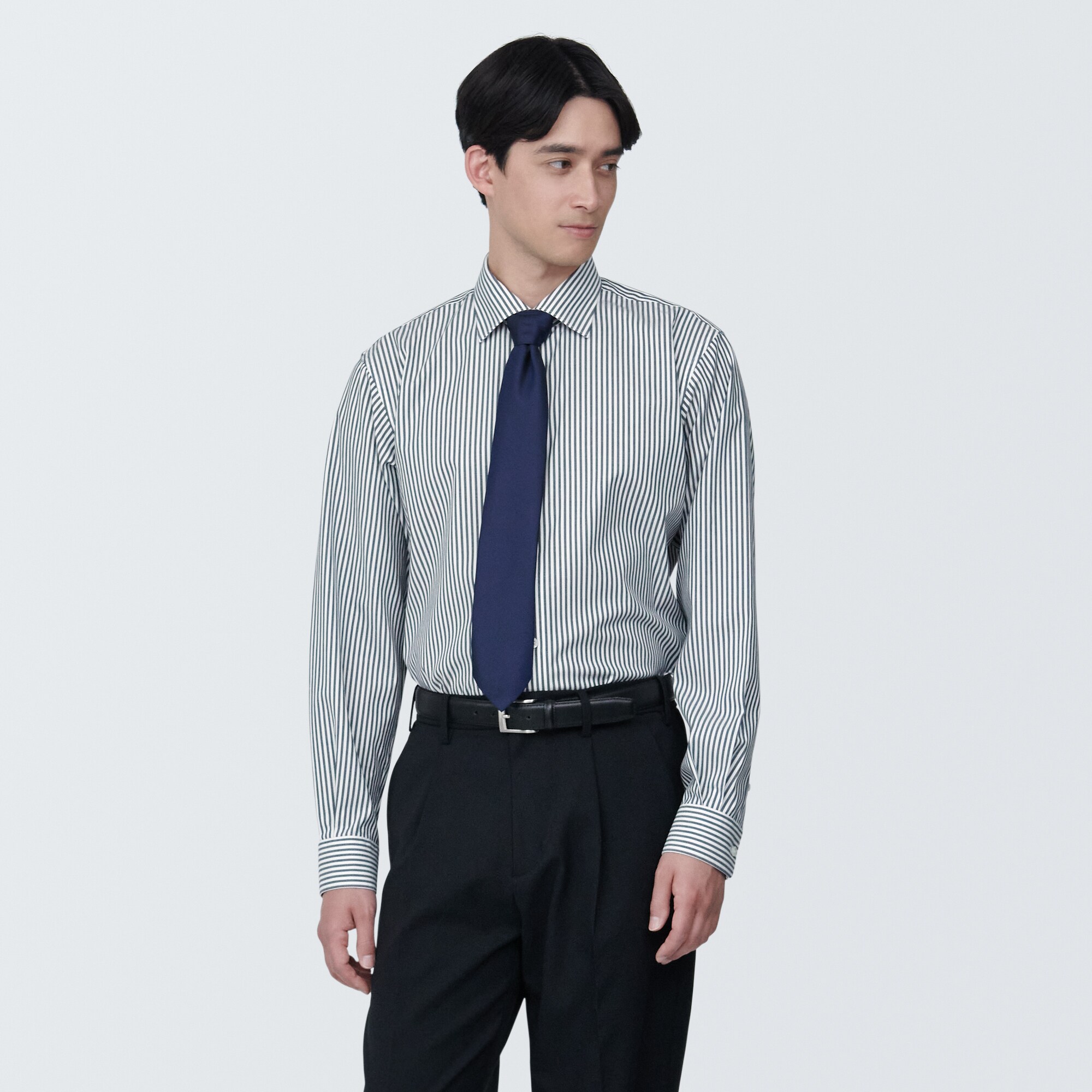 紳士　ノンアイロンセミワイドカラー長袖シャツ