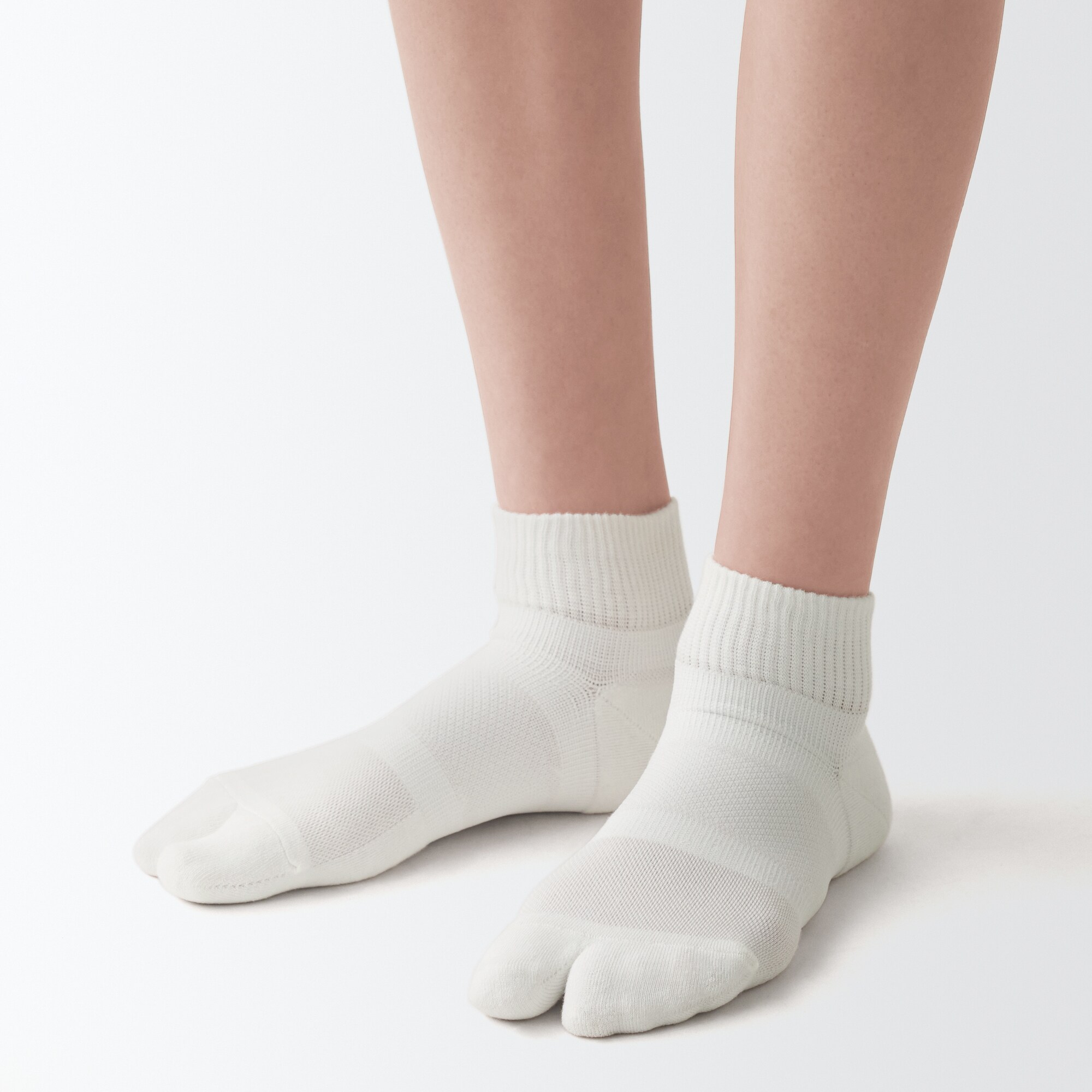 足なり直角　土踏まずを支える　２足組　タビ型ショート丈靴下（婦人）