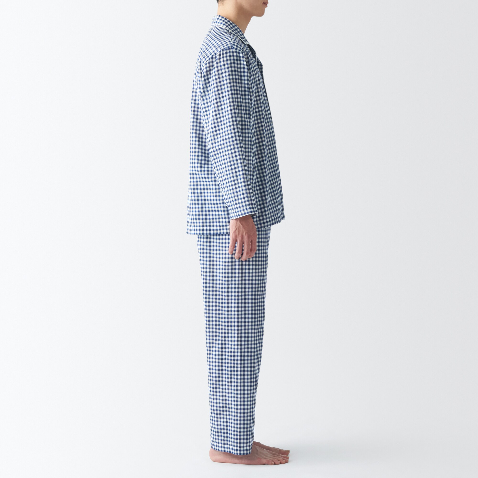 紳士　脇に縫い目のない　二重ガーゼパジャマ