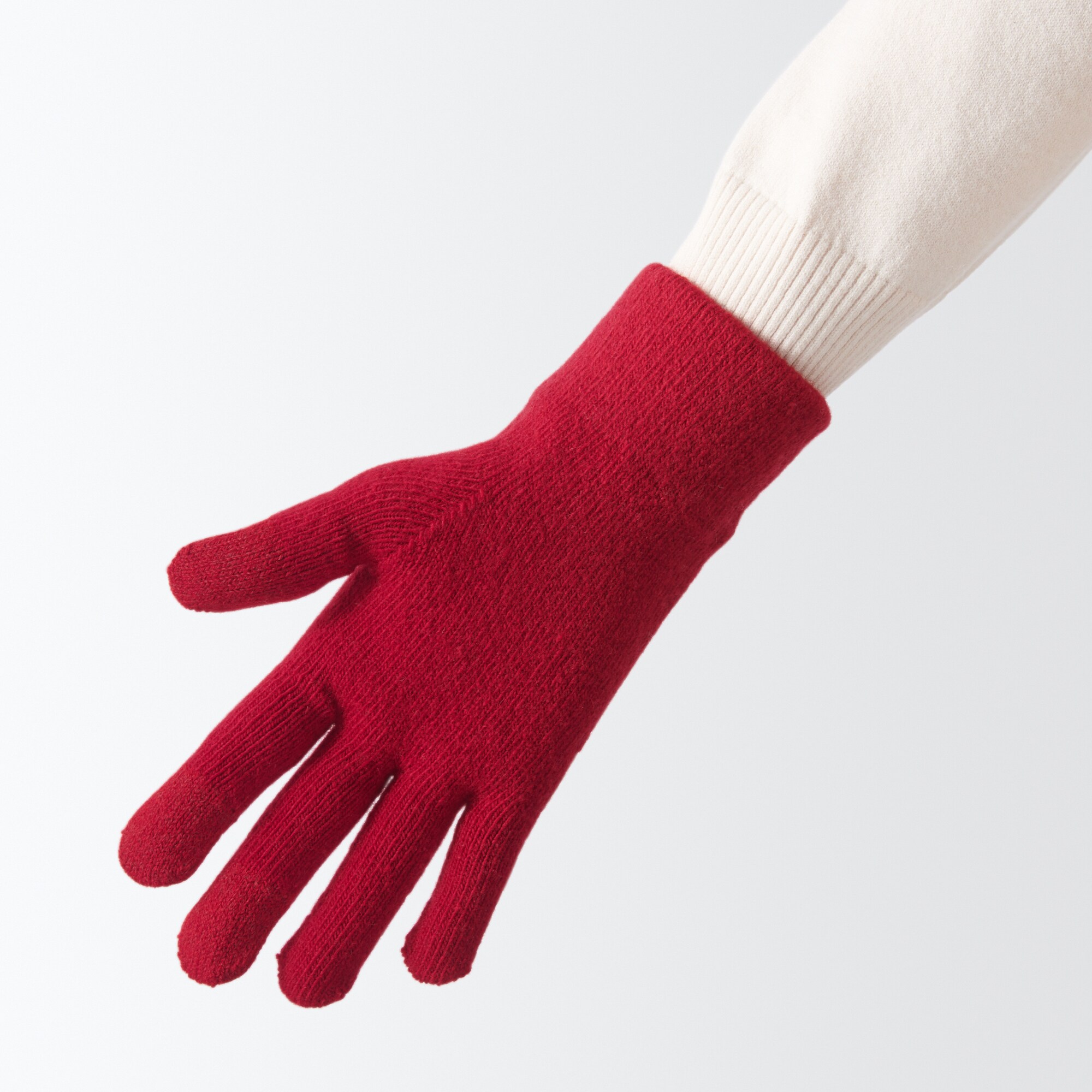 ウール混　裏起毛　　タッチパネル手袋　