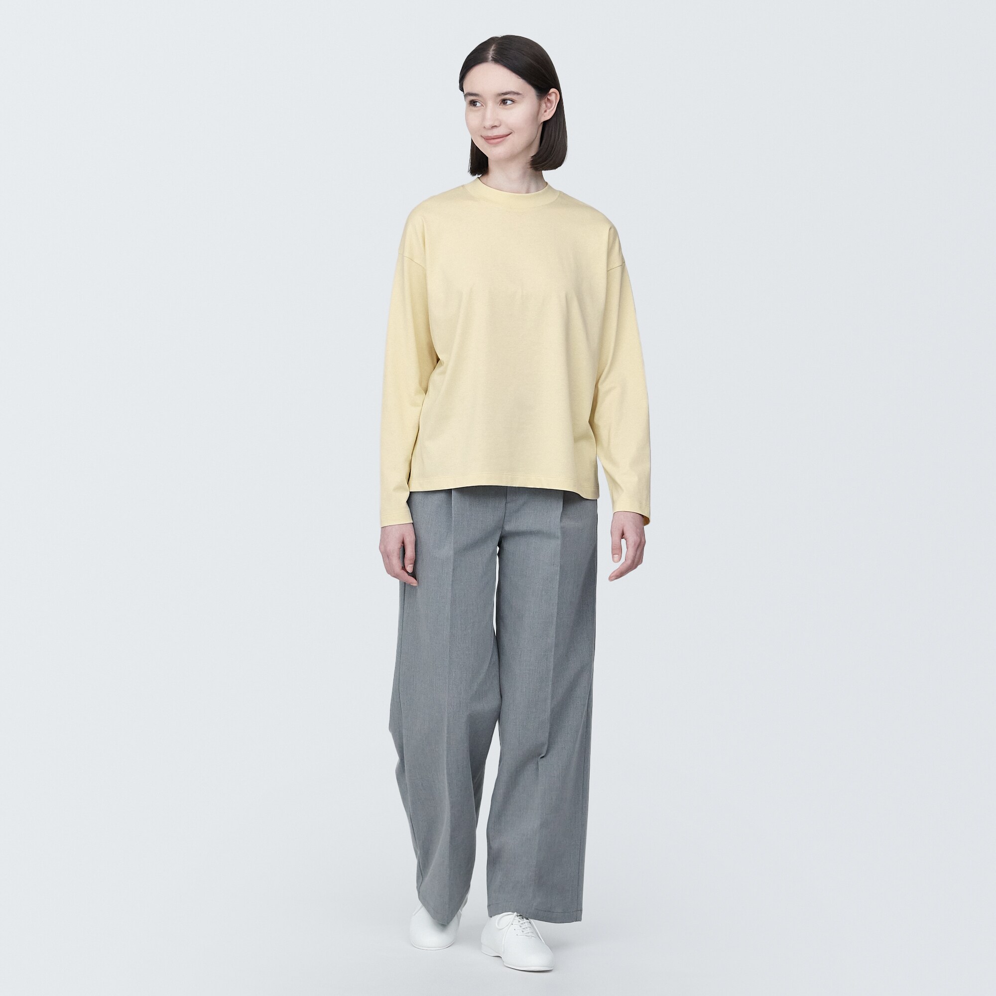 婦人　天竺編みクルーネック長袖Ｔシャツ