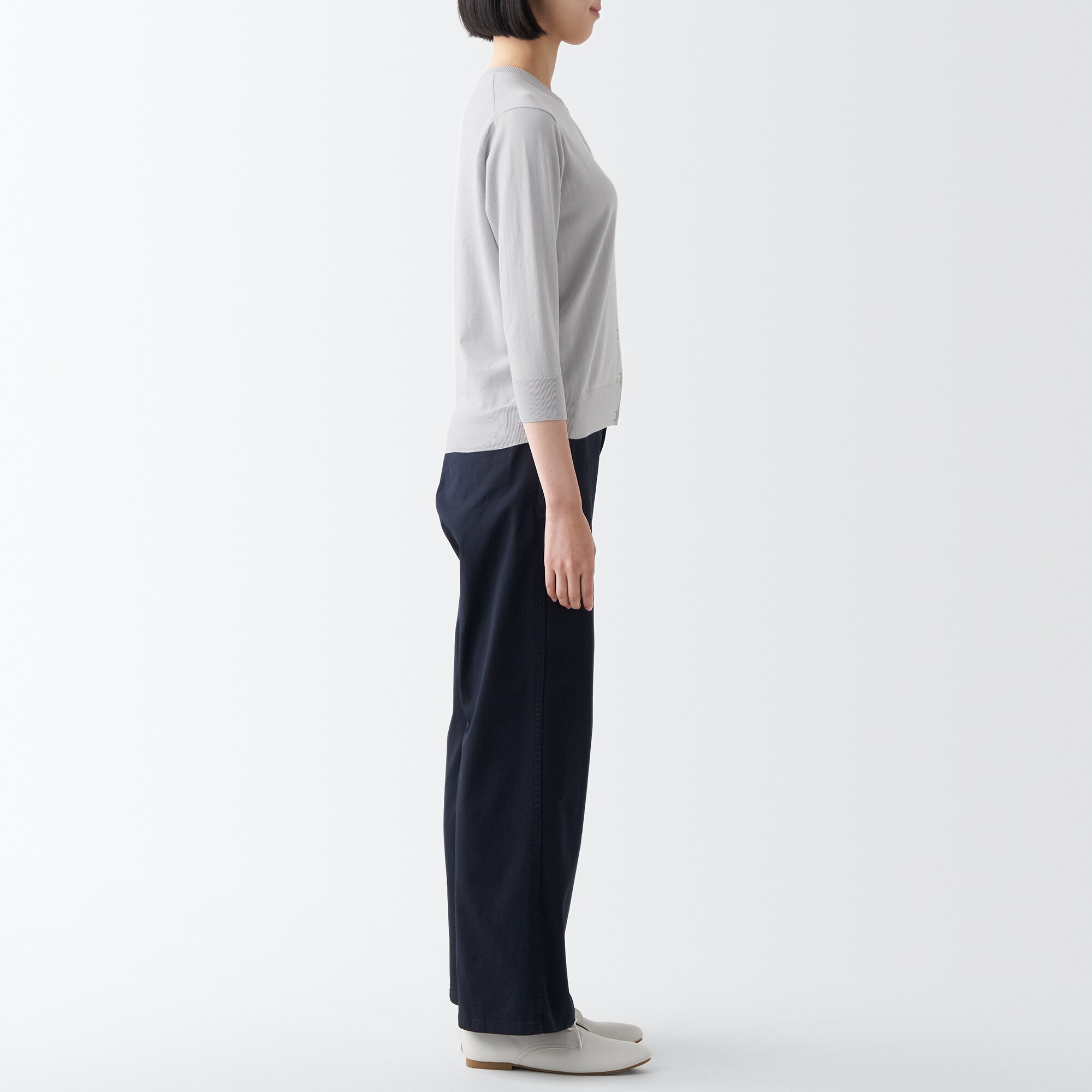 ＵＶカット強撚クルーネックカーディガン（七分袖）