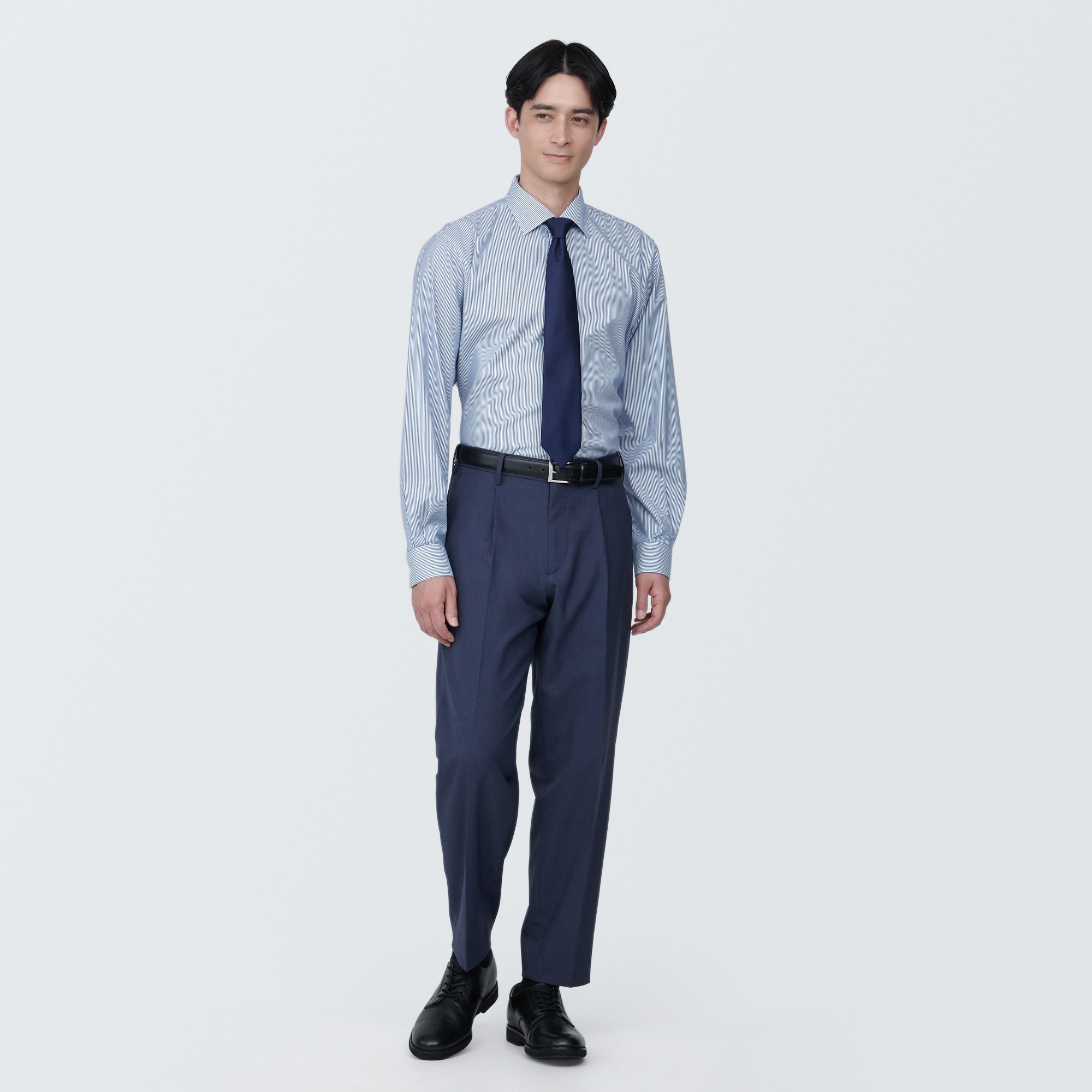 紳士　ノンアイロンセミワイドカラー長袖シャツ