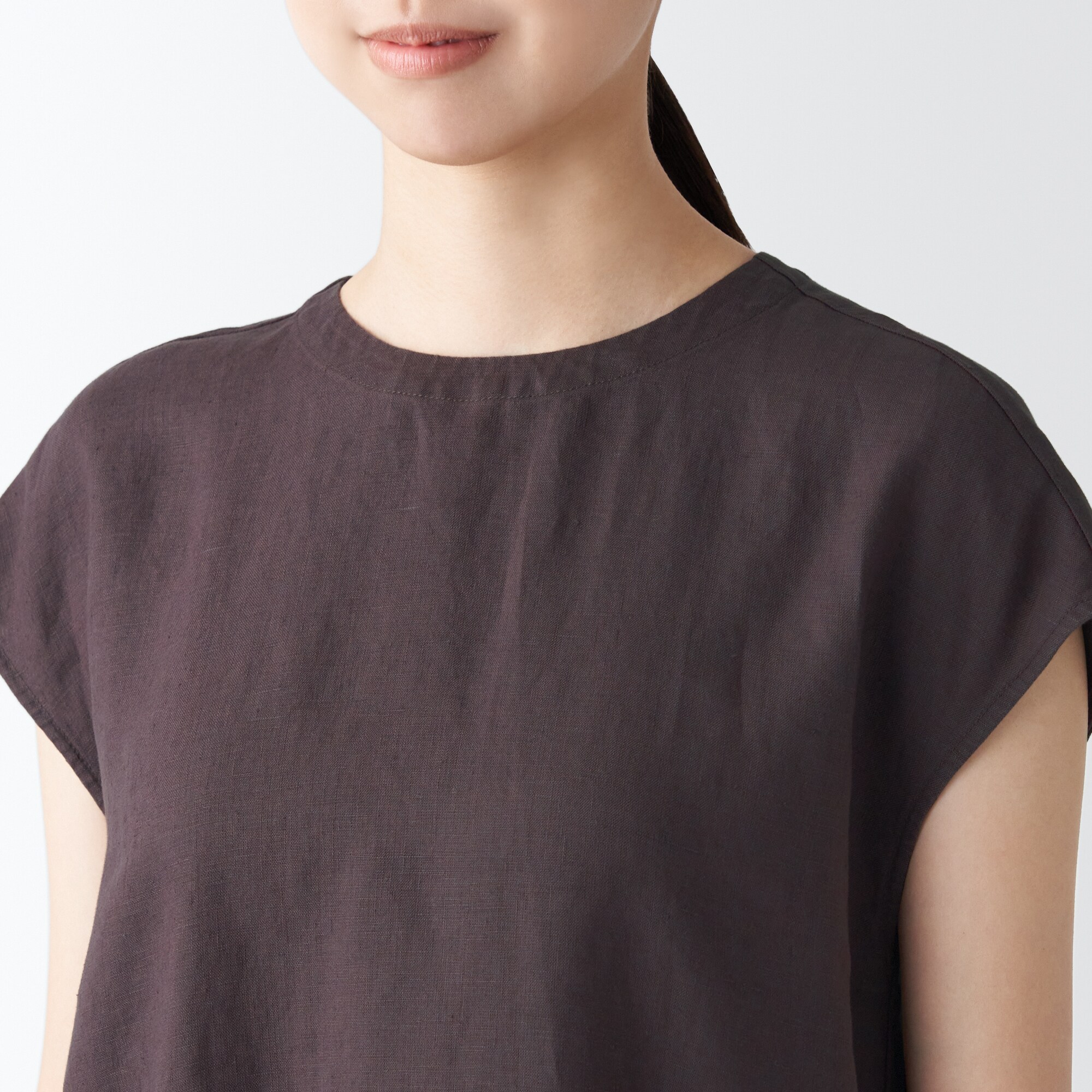 ヘンプ洗いざらしフレンチスリーブワンピース