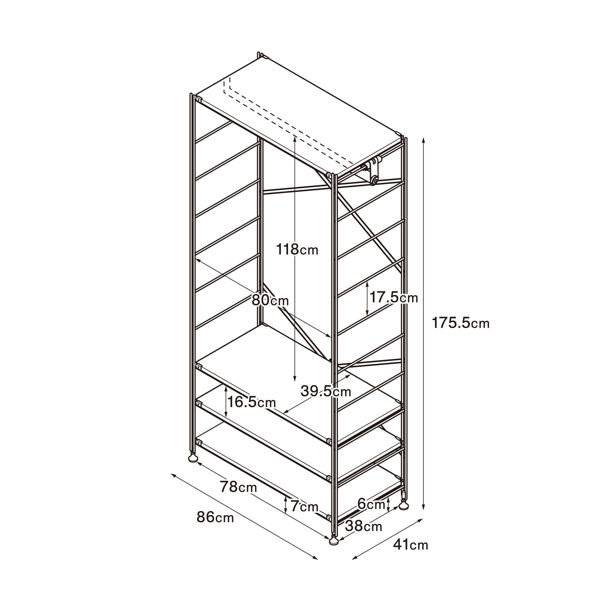 【数量限定】スチールユニットシェルフ　ワードローブセット　ライトグレー