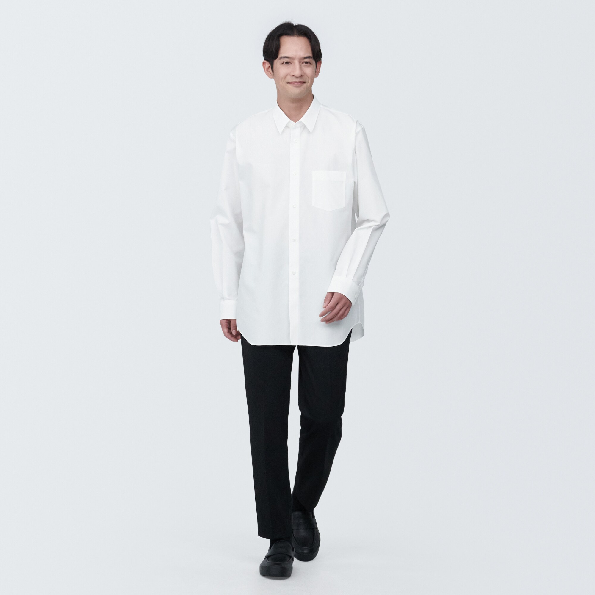 紳士　ノンアイロンリラックスフィット長袖シャツ