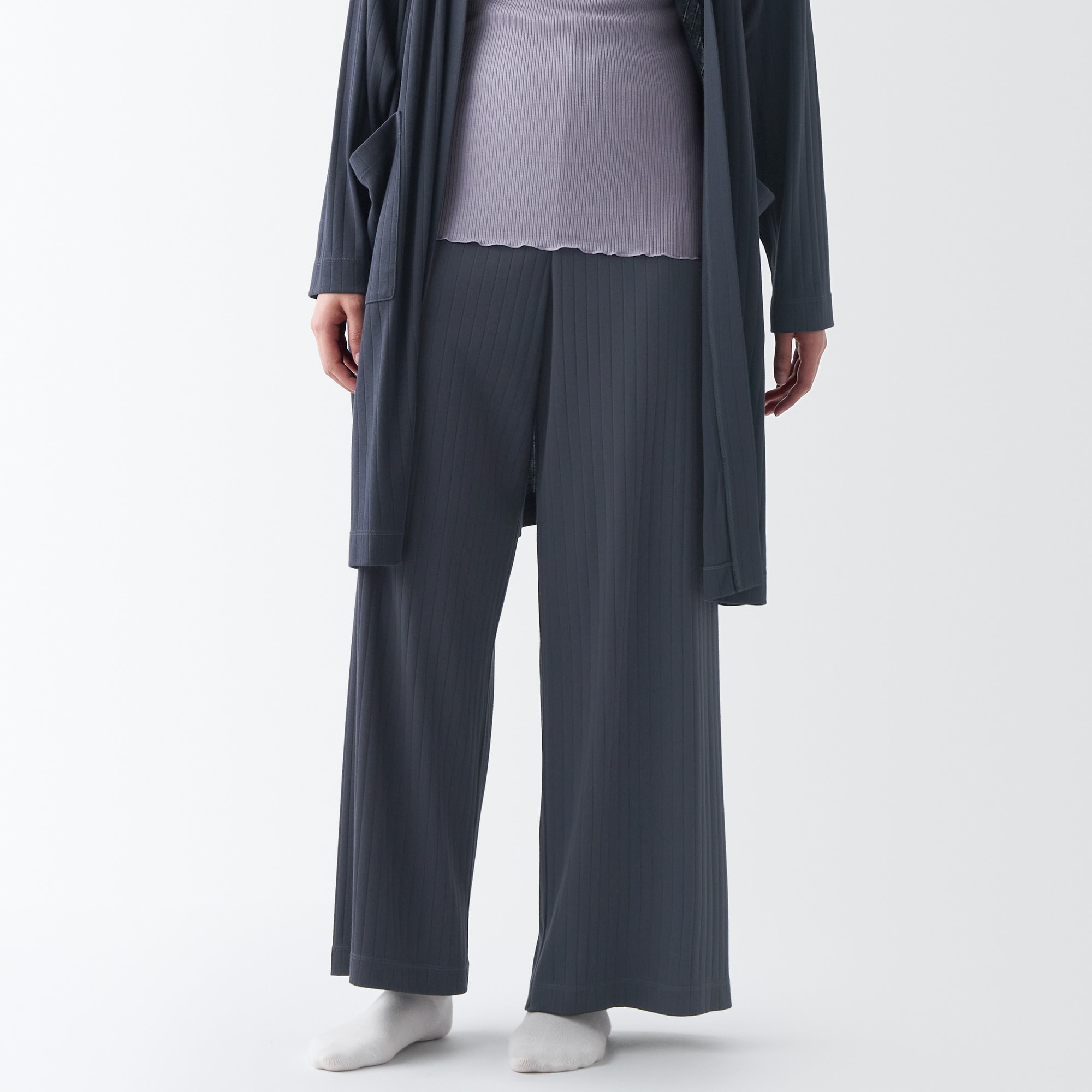 ワイドリブ　ロングパンツ