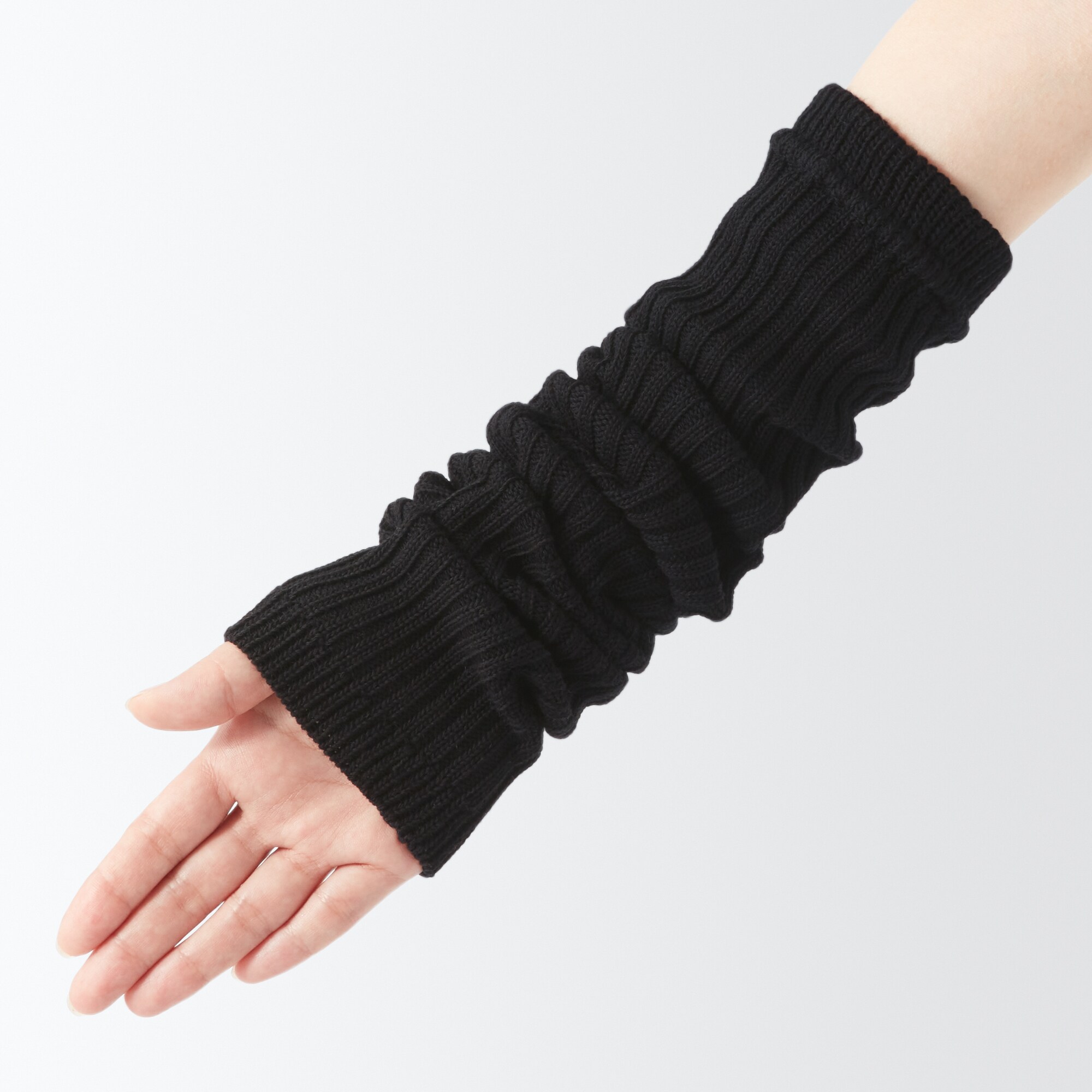 あったか綿　手にも使える　レッグウォーマー（ウール入り）