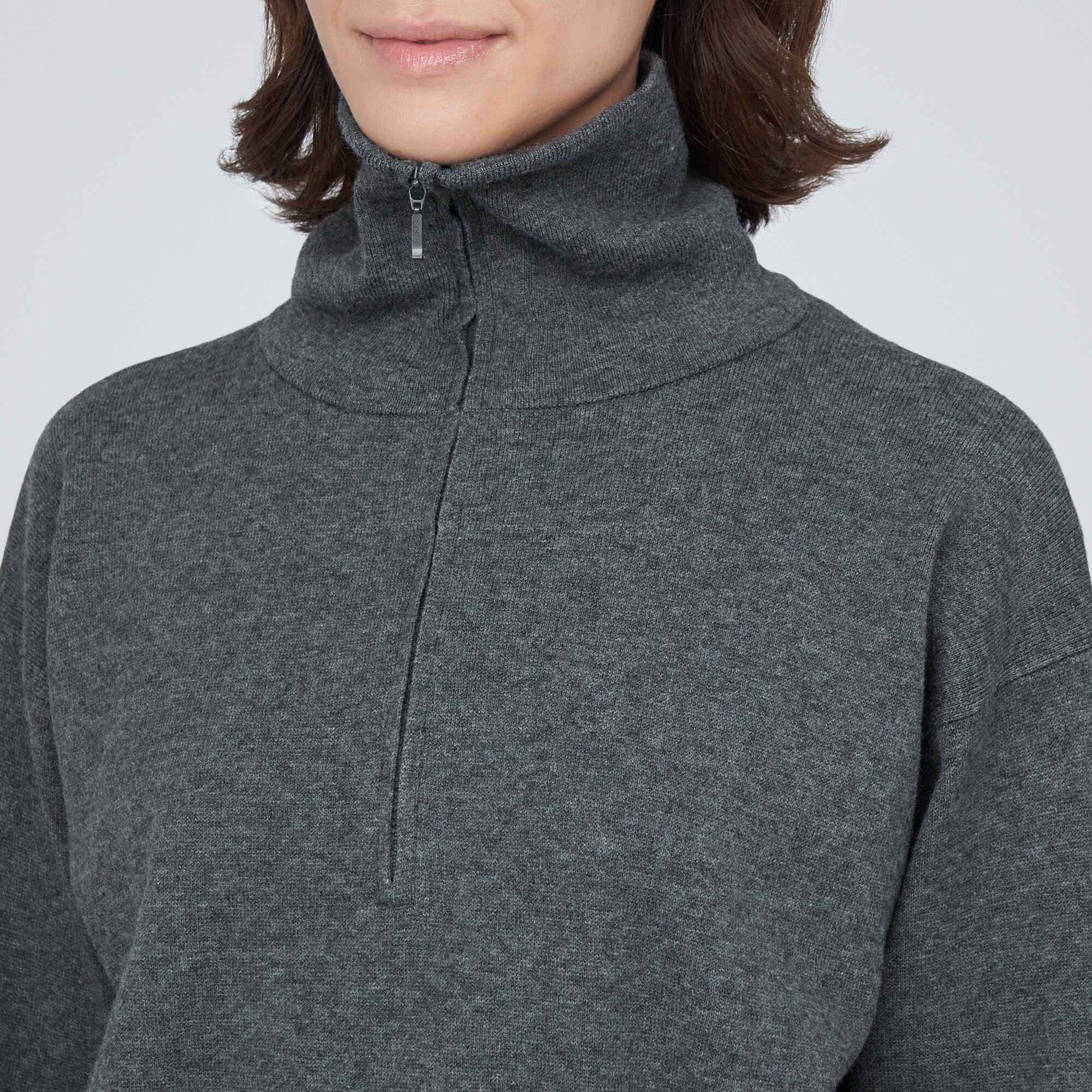 洗えるミラノリブ編みハーフジップセーター（婦人）