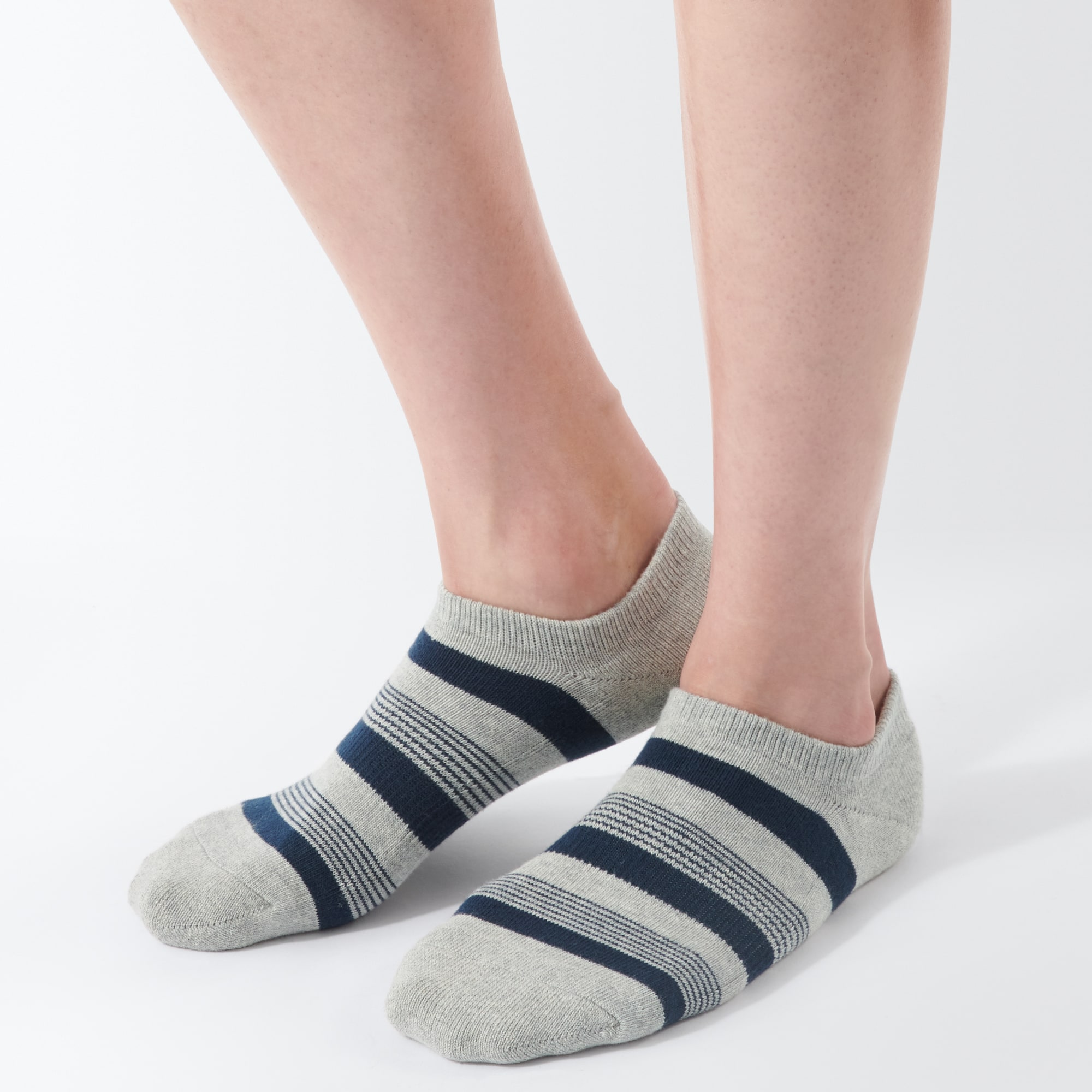 足なり直角　パイル編み　厚手スニーカーイン（ボーダー／紳士）