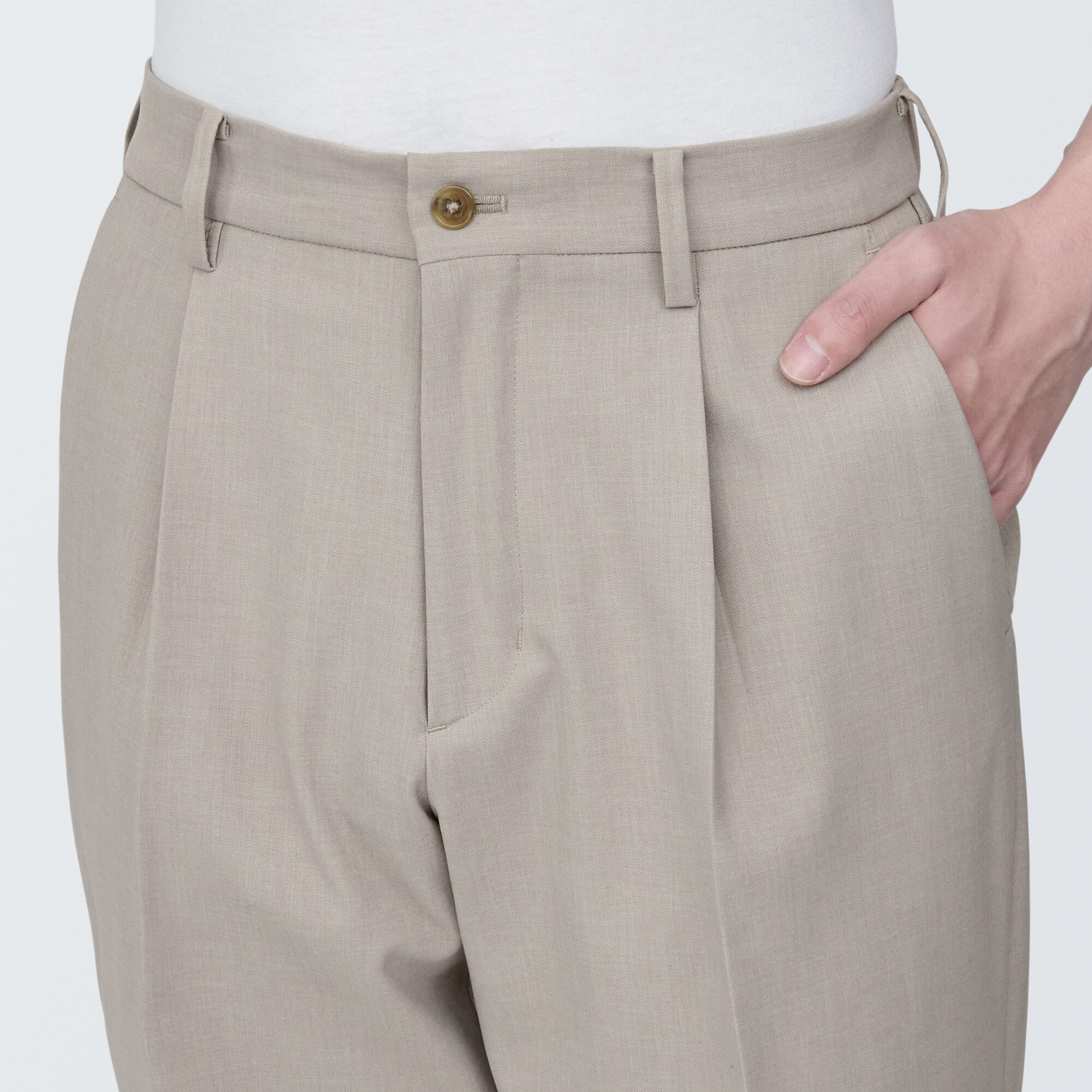 紳士　シワになりにくいストレッチワンタックパンツ