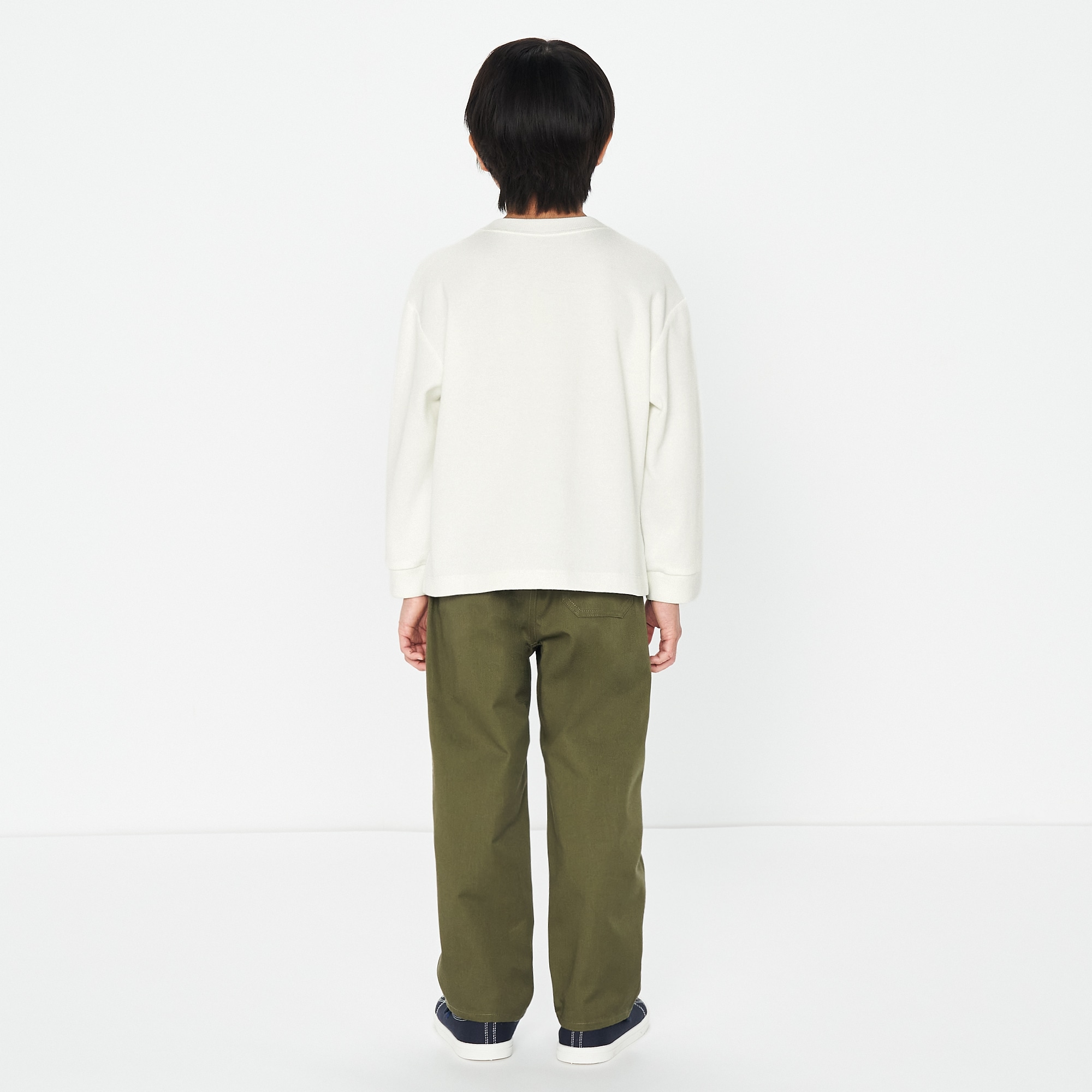 キッズ　二重編みクルーネック長袖Ｔシャツ