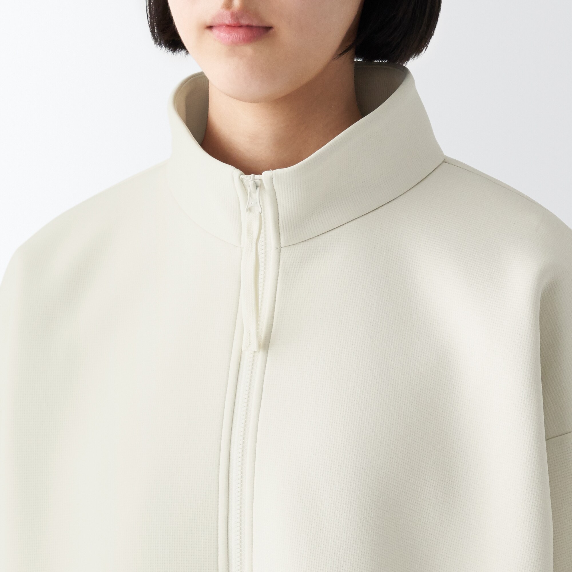 二重編みスウェットブルゾン