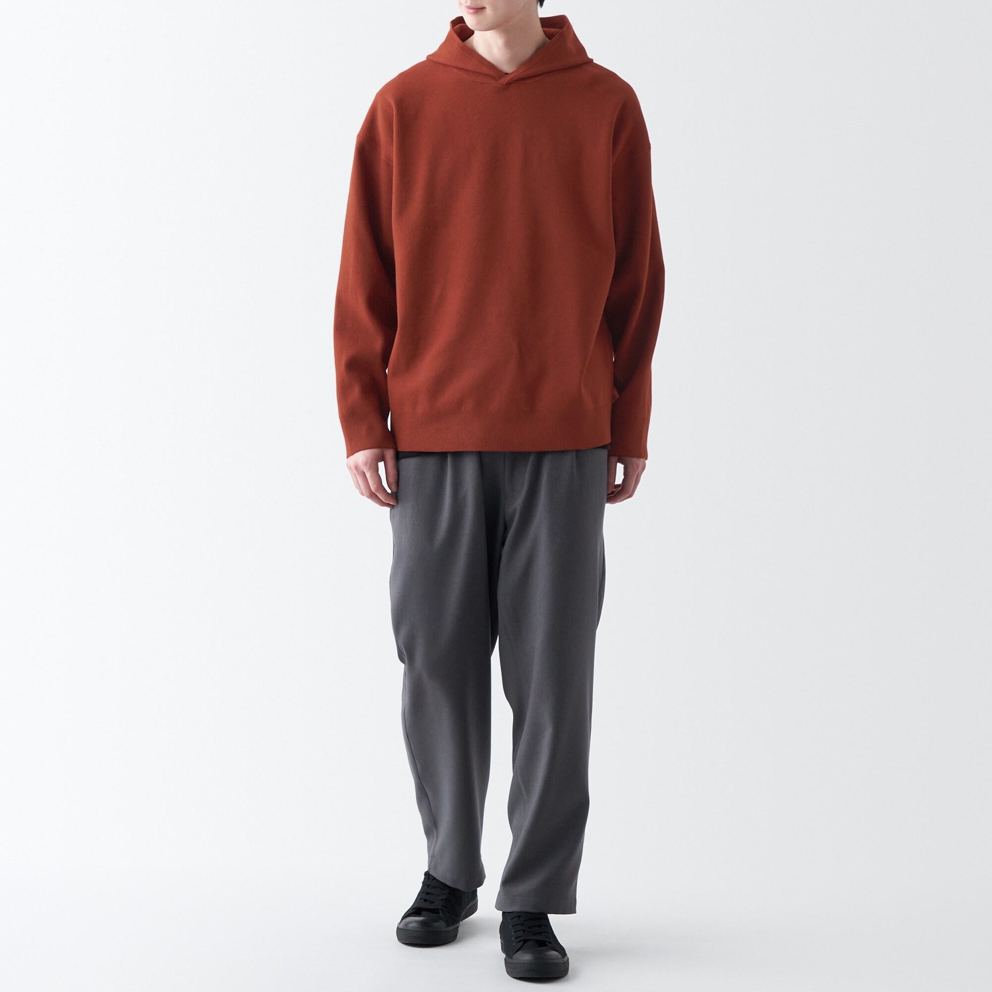 洗えるミラノリブ編みワイドプルパーカ（紳士）