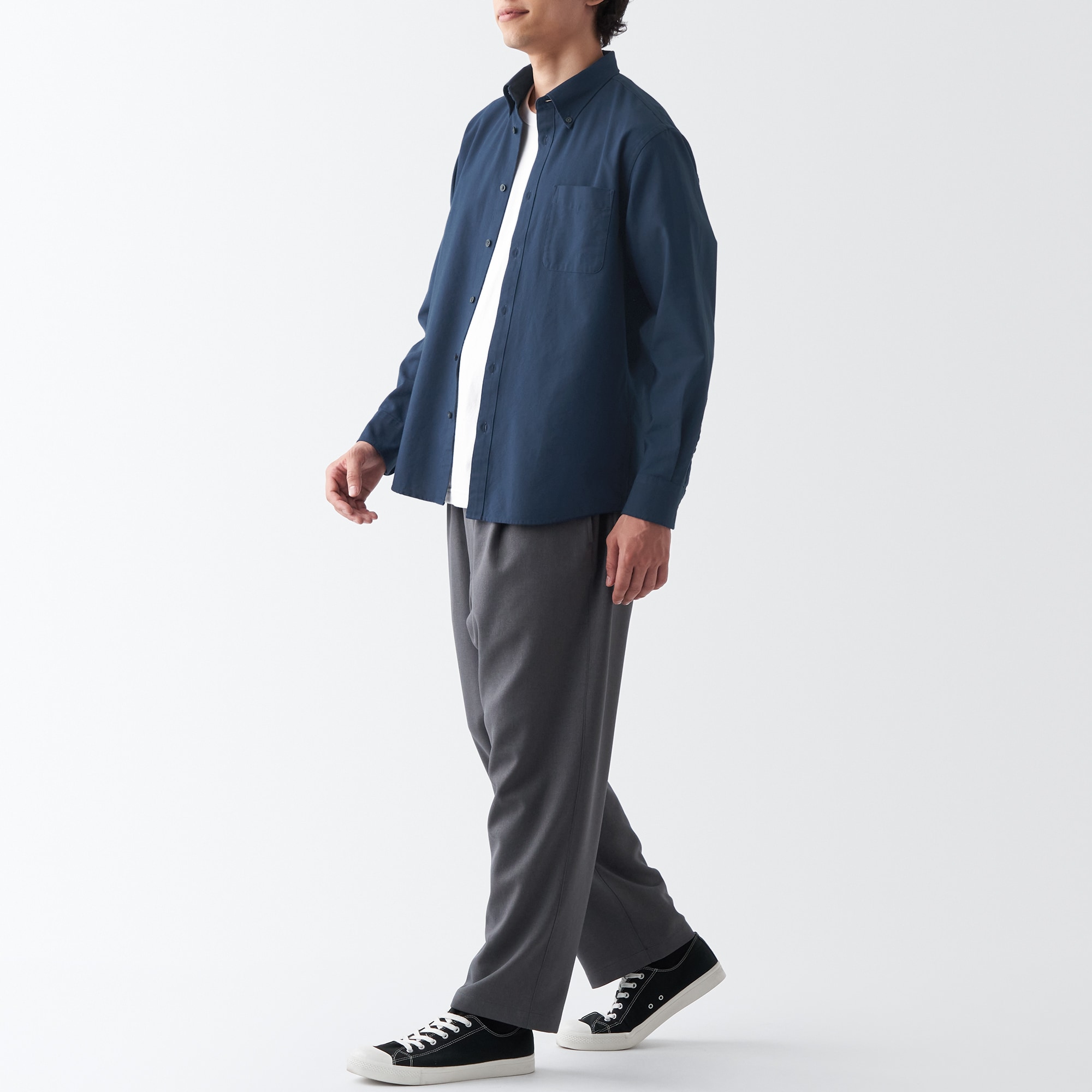 【新仕様・ハンガーループなし】洗いざらしオックスボタンダウン長袖シャツ