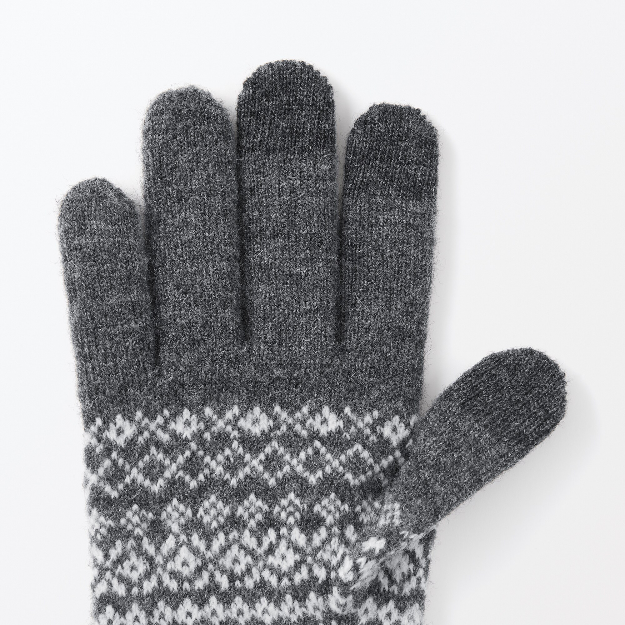 ウール混　裏起毛　タッチパネル　手袋（柄）