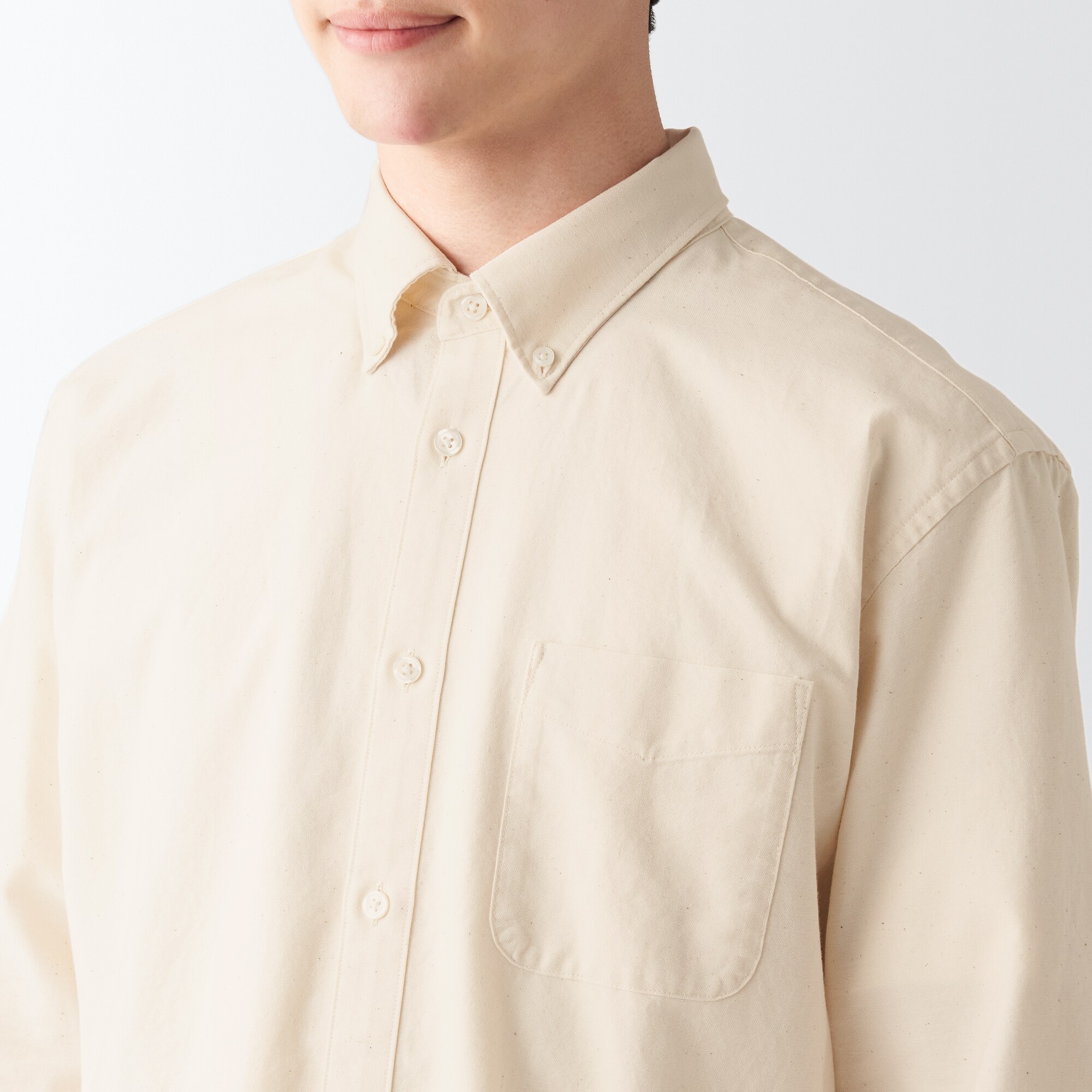 洗いざらしオックスボタンダウン長袖シャツ