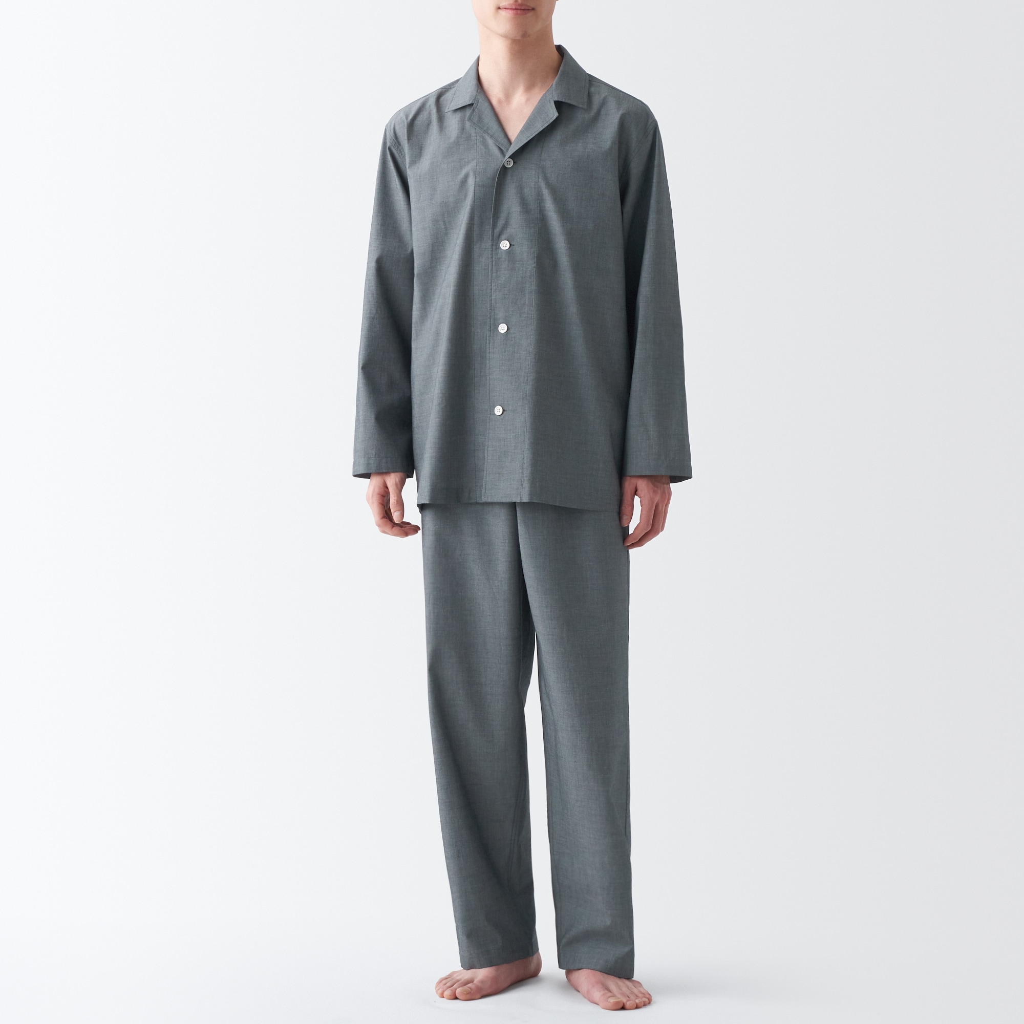 【年中着られる定番】綿ブロード　長袖パジャマ