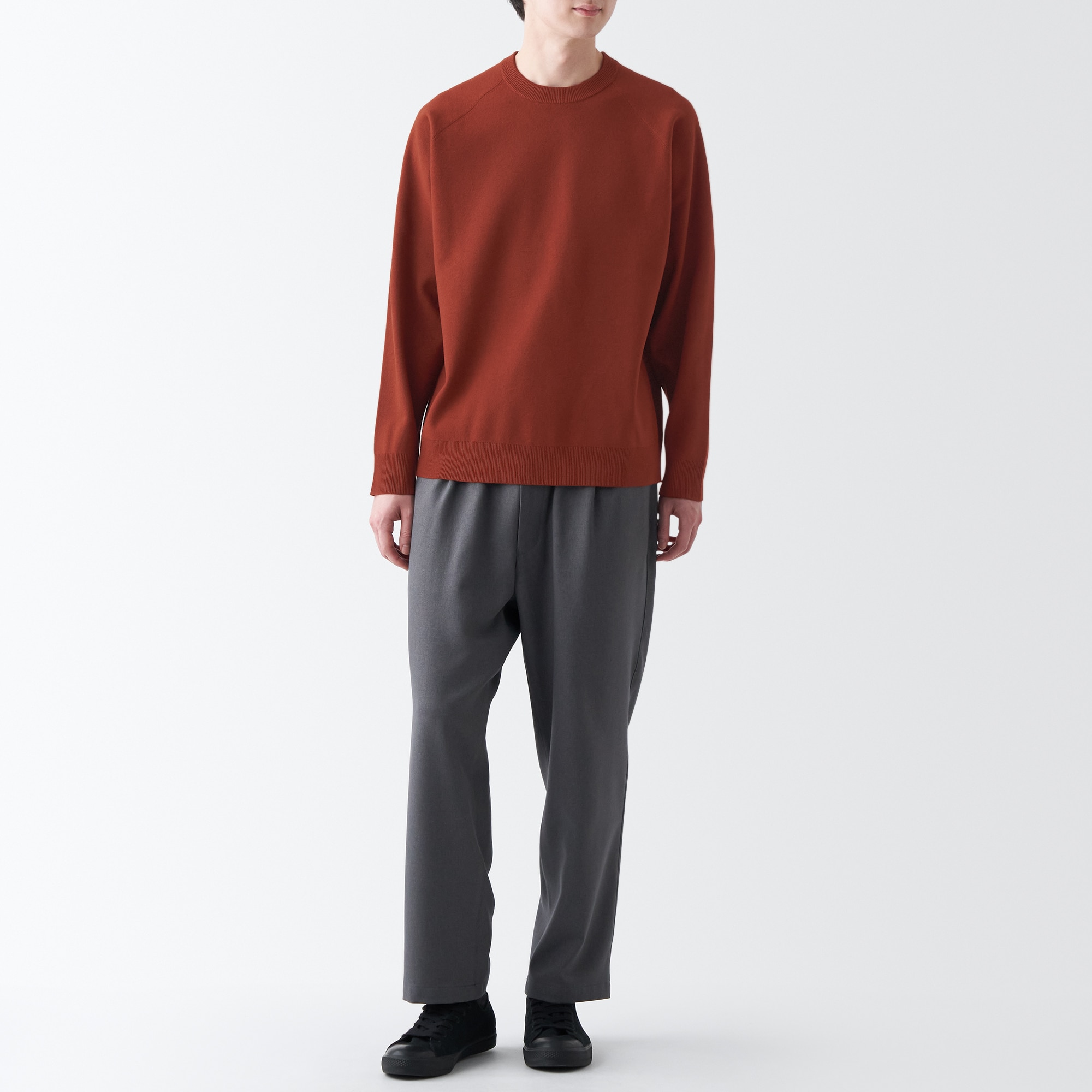 洗えるミラノリブ編みクルーネックワイドセーター（紳士）