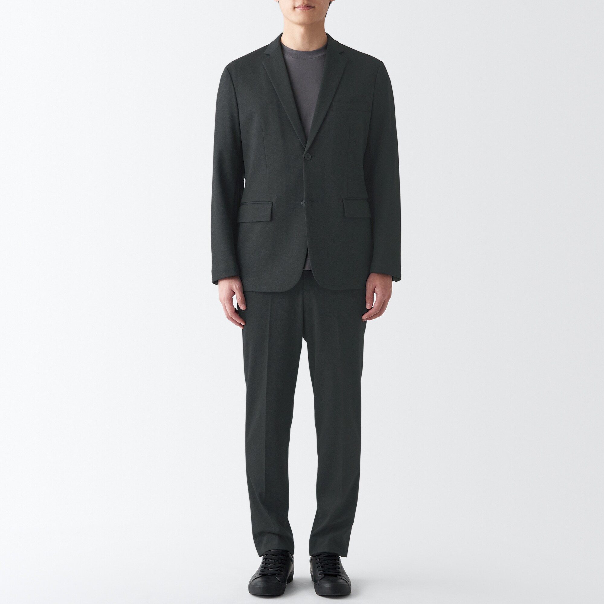 【セットアップ可能】ストレッチジャージーノータックパンツ