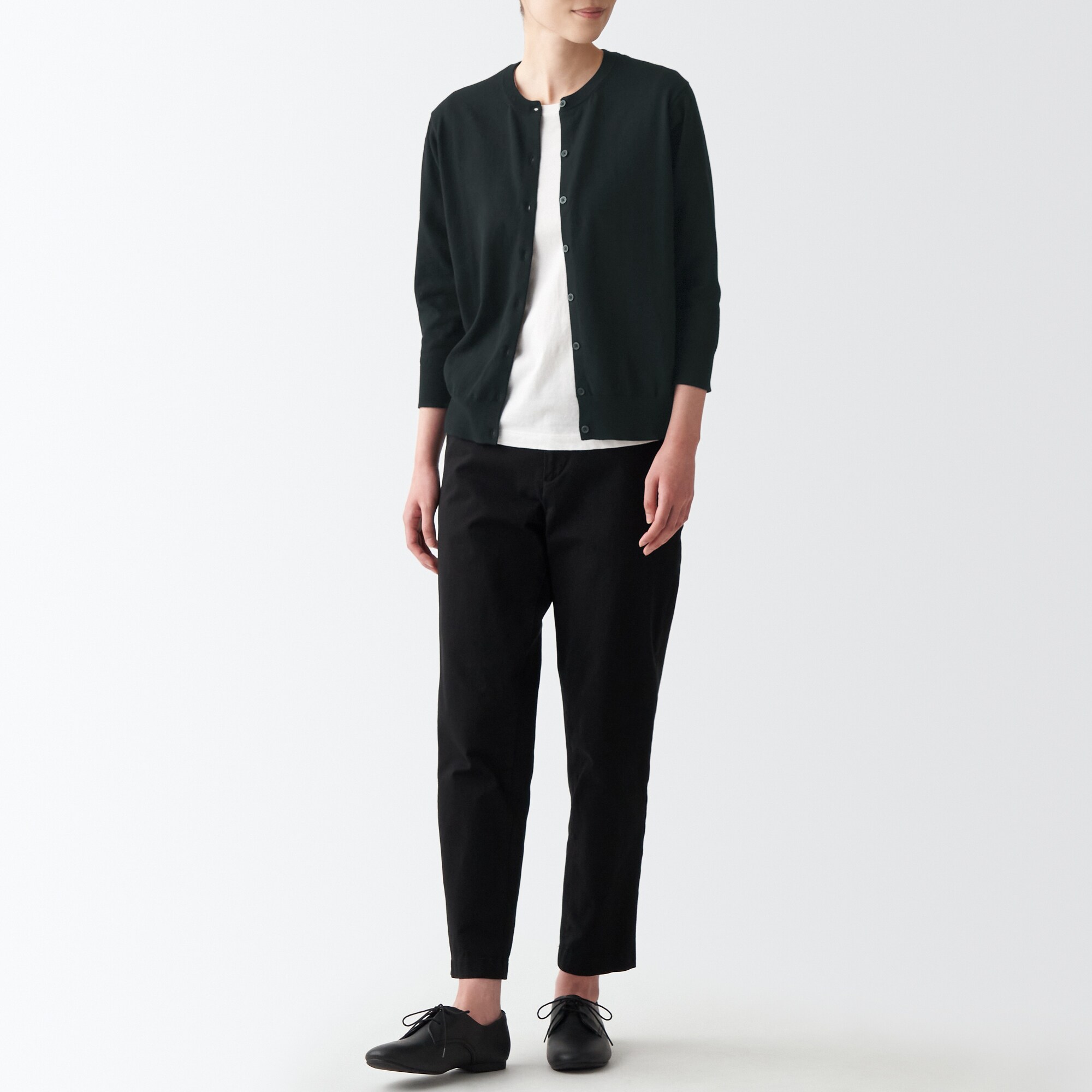 ＵＶカット強撚クルーネックカーディガン（七分袖）