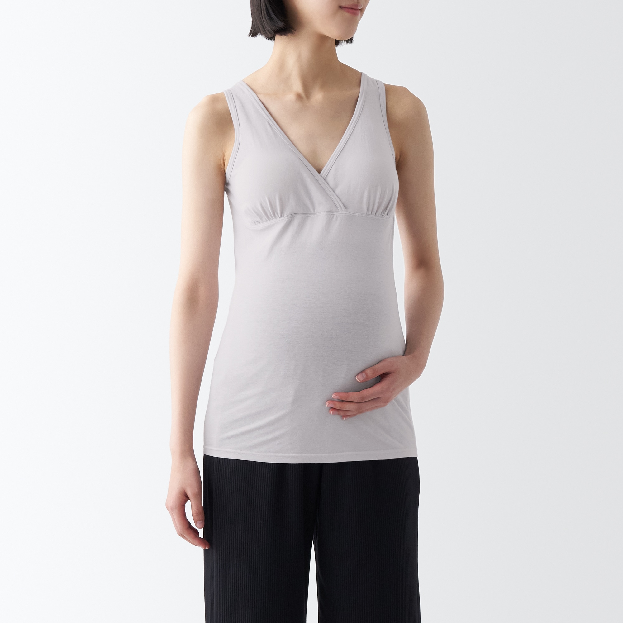 シルク混　授乳に便利なカップ入りタンクトップ（マタニティ）