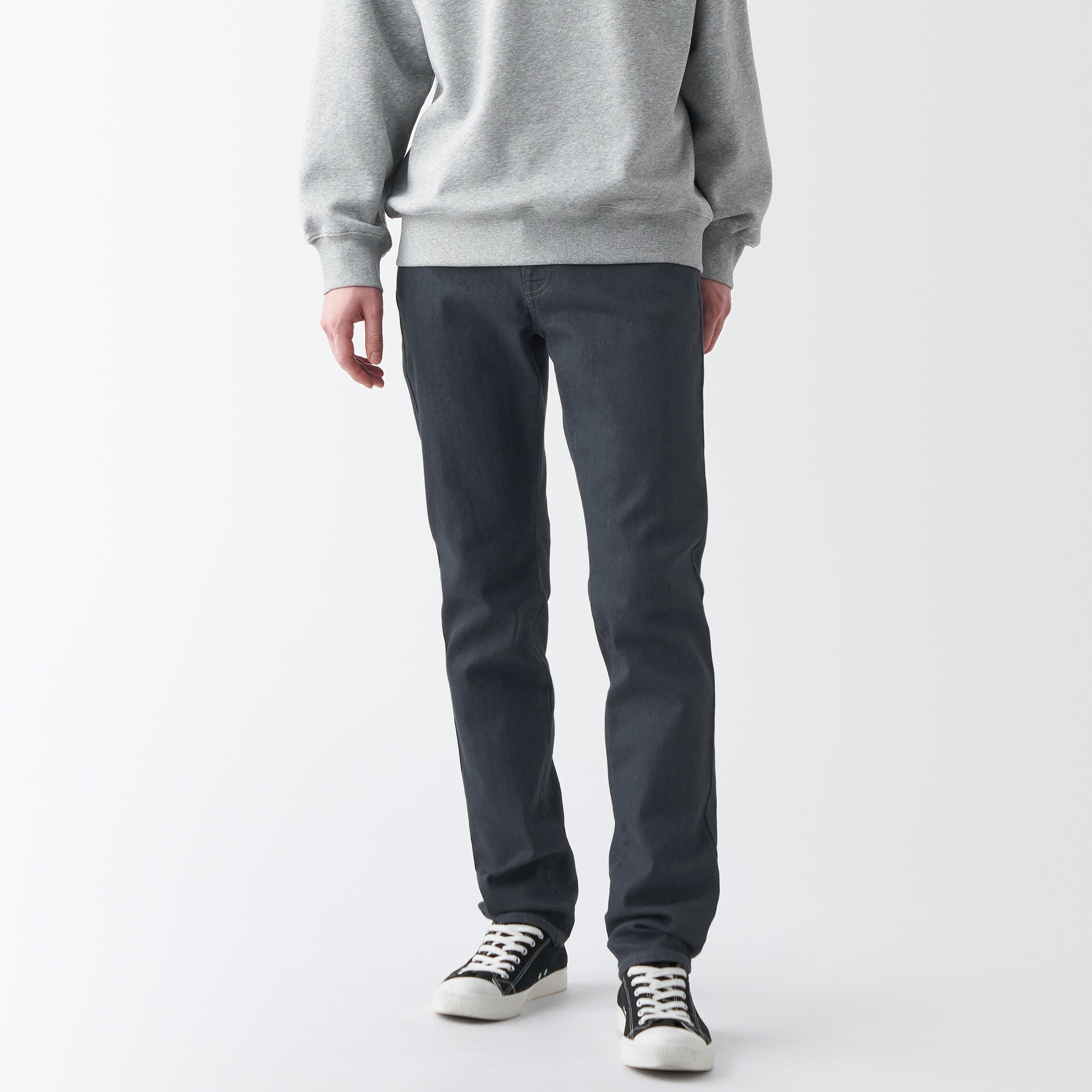 【スリム】ストレッチデニム　スリムパンツ（股下８２ｃｍ）チャコールグレー