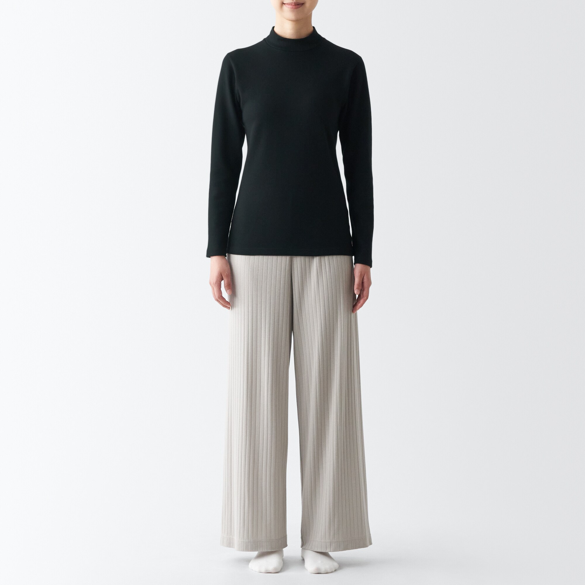 あったか綿　ウール　ハイネック長袖Ｔシャツ